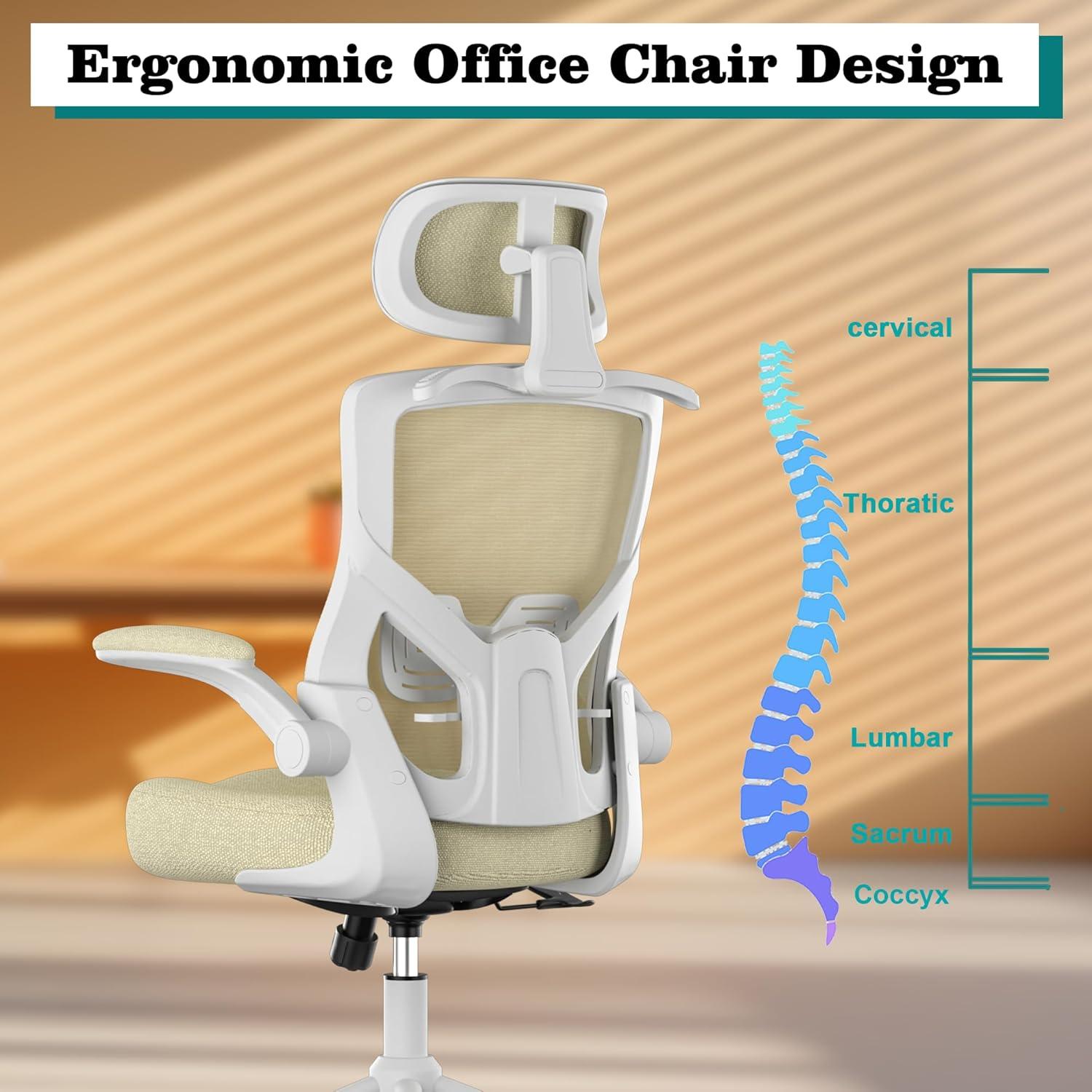 Silla de Oficina Ergonómica FOKESUN OC-189H Beige Total
