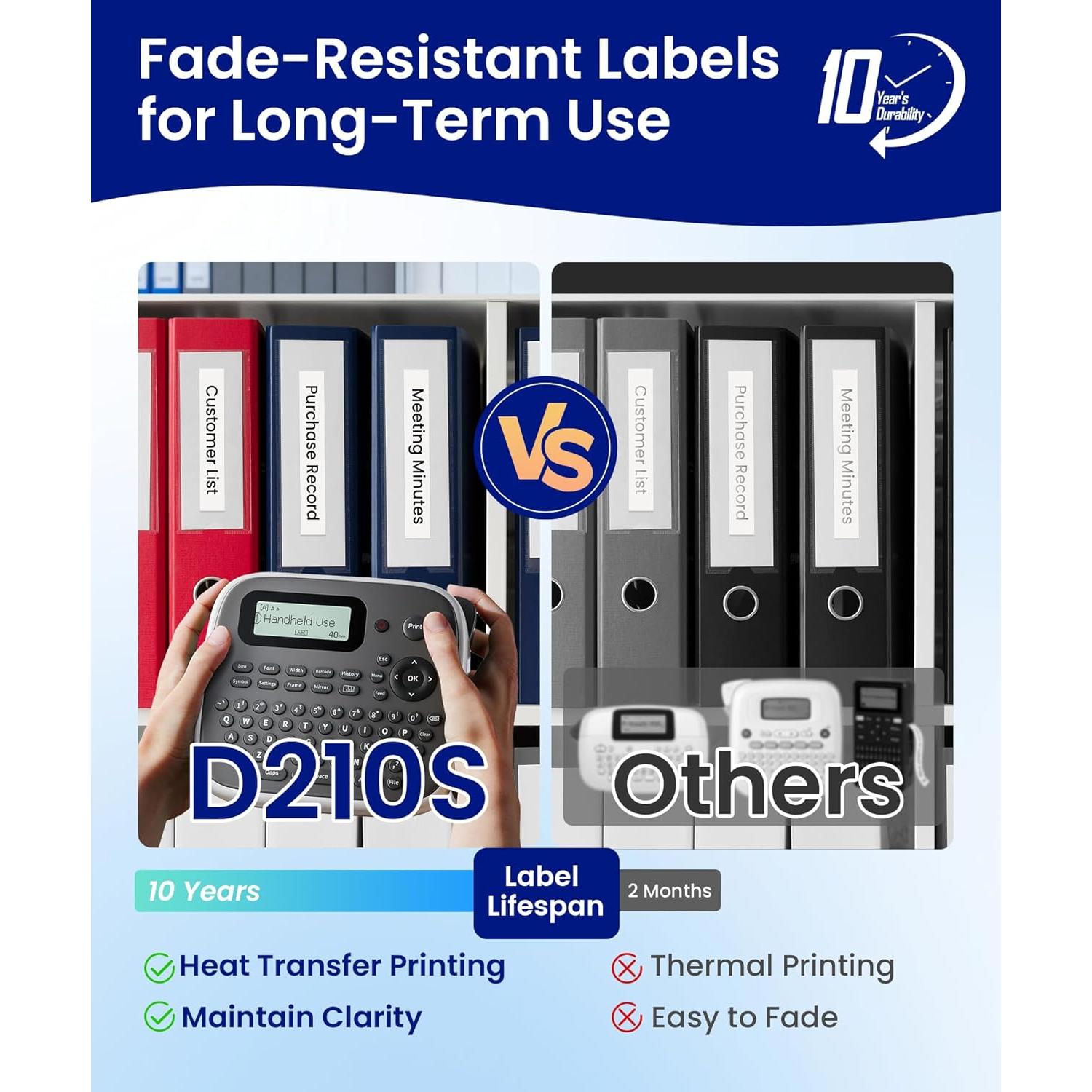 Máquina de Etiquetas VolenGo D210S Portátil 12mm Impermeable