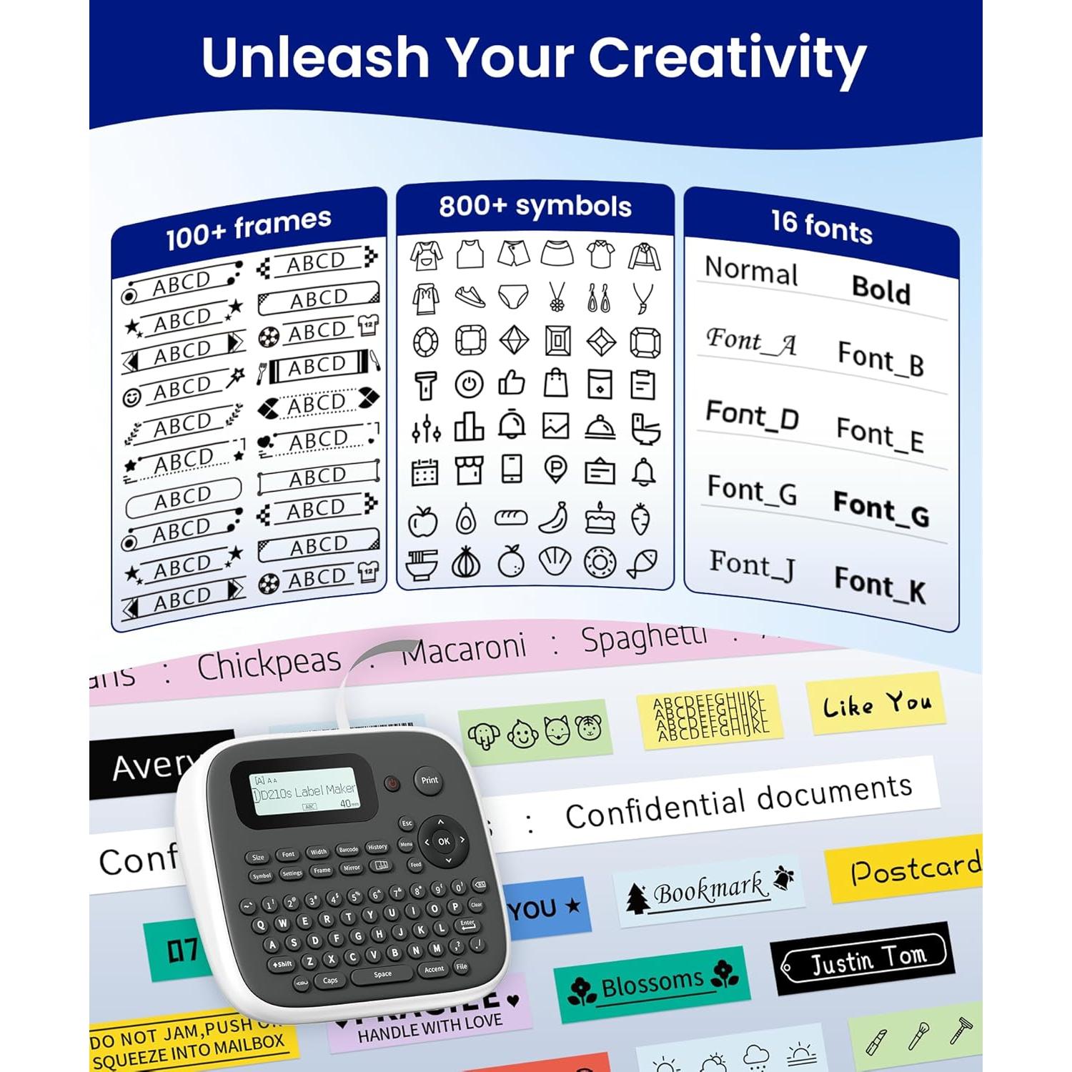 Máquina de Etiquetas VolenGo D210S Portátil 12mm Impermeable
