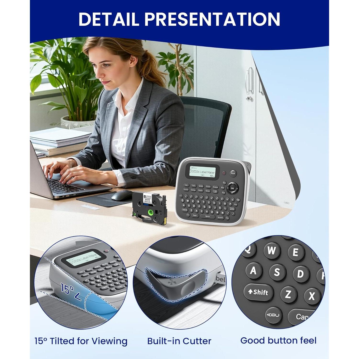 Máquina de Etiquetas VolenGo D210S Portátil 12mm Impermeable