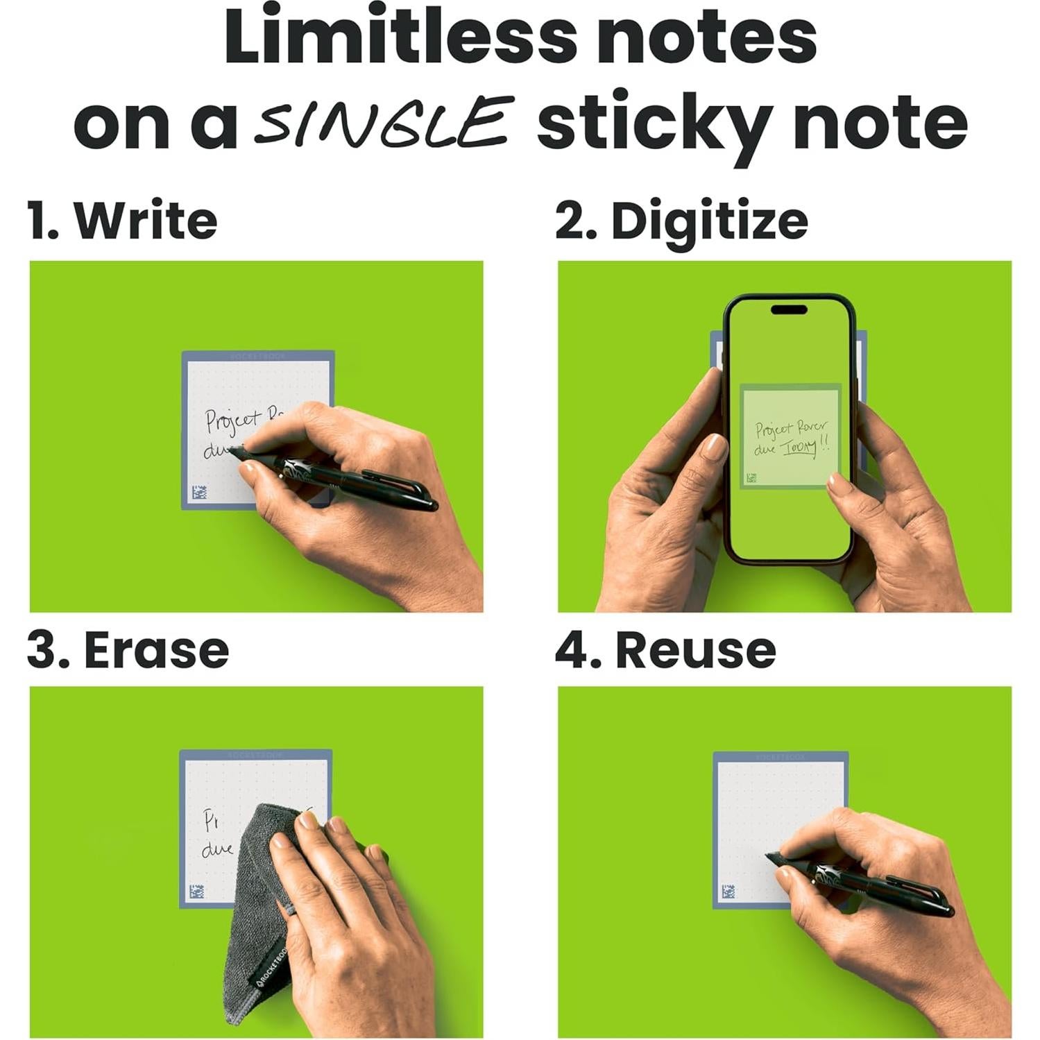 Notas Adhesivas Reutilizables Rocketbook Multicolores 10.41cm