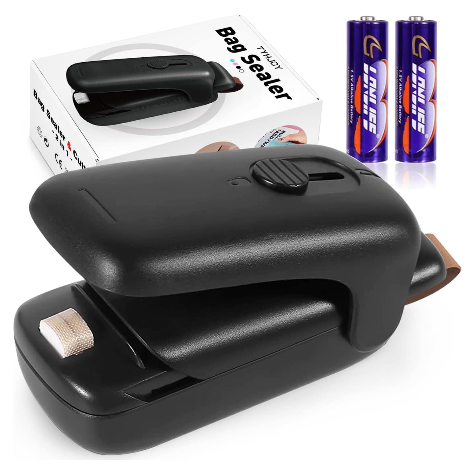 Sellador de Bolsas Mini TYHJOY 2 en 1 - Negro - Pilas AA Incluidas
