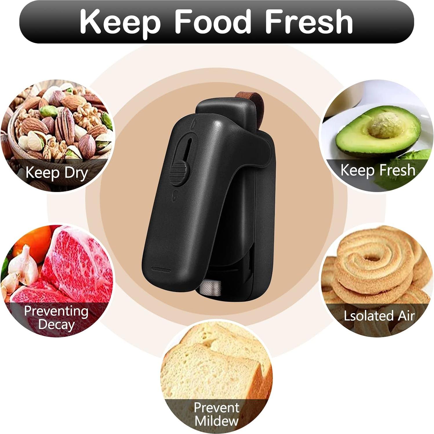 Sellador de Bolsas Mini TYHJOY 2 en 1 - Negro - Pilas AA Incluidas