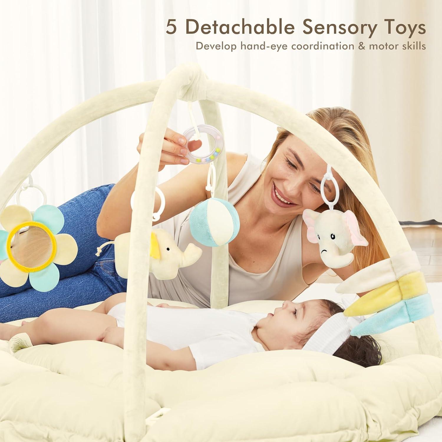 Alfombra de Juego 5 en 1 ANGELBLISS Beige con Juguetes