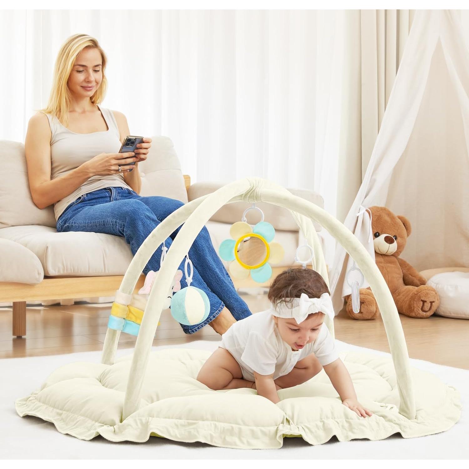 Alfombra de Juego 5 en 1 ANGELBLISS Beige con Juguetes