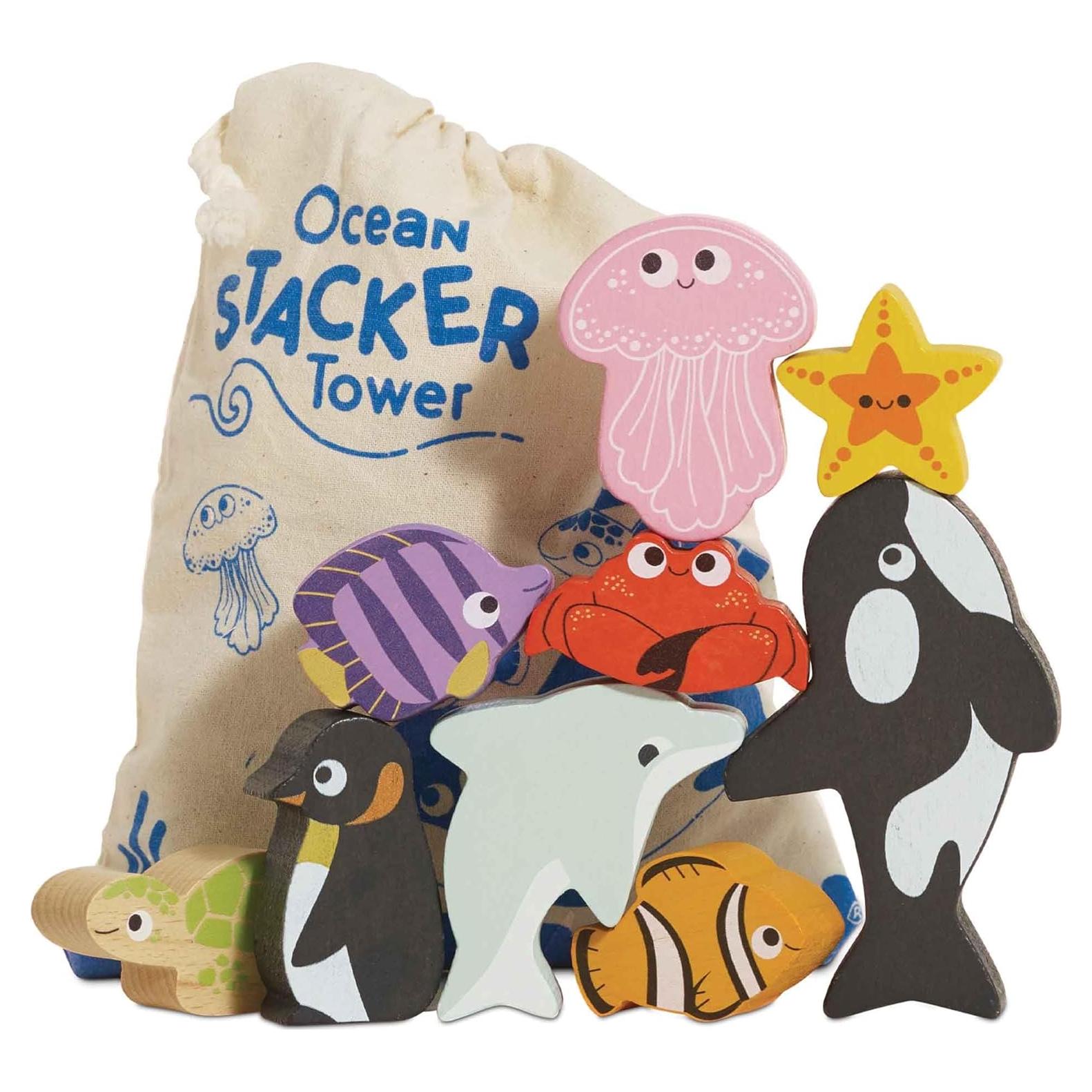 Le Toy Van Petilou Apilador Oceánico de Madera 9 Piezas