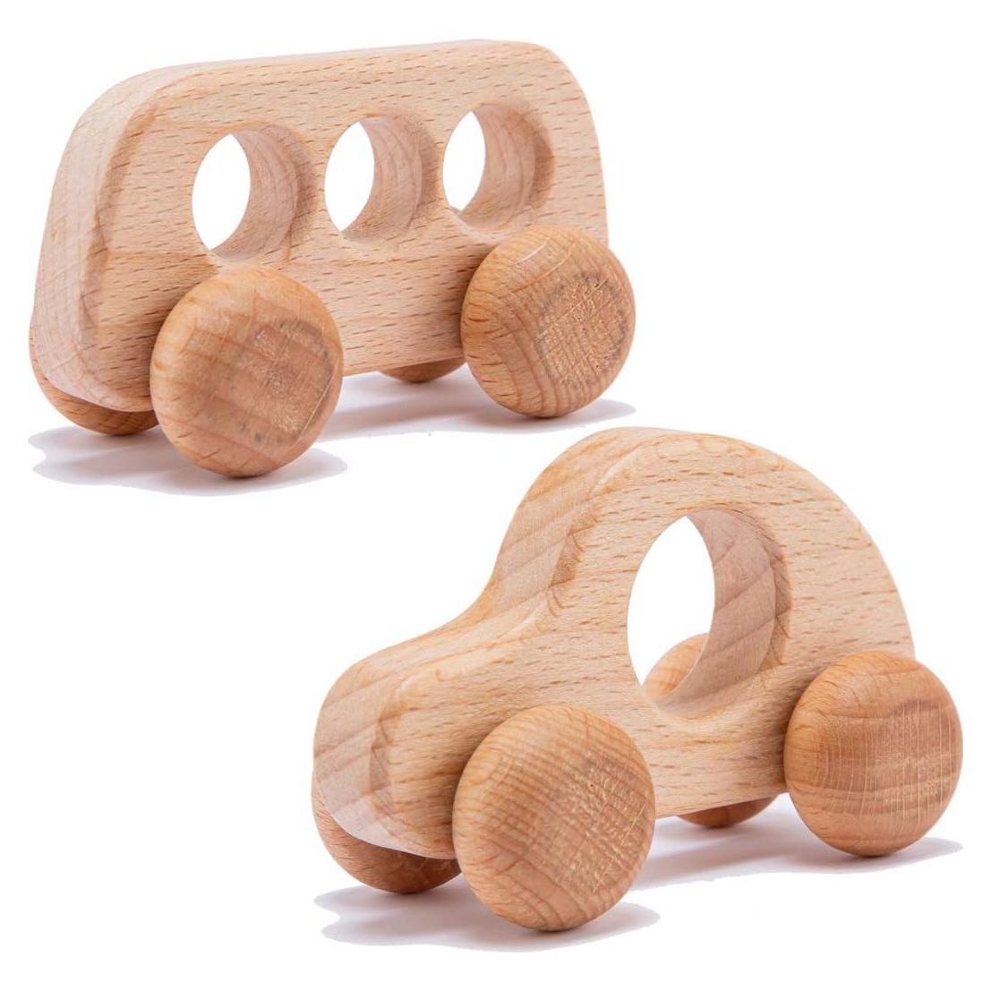 Juguetes de empuje de madera Promise Babe - 2 coches sonajeros