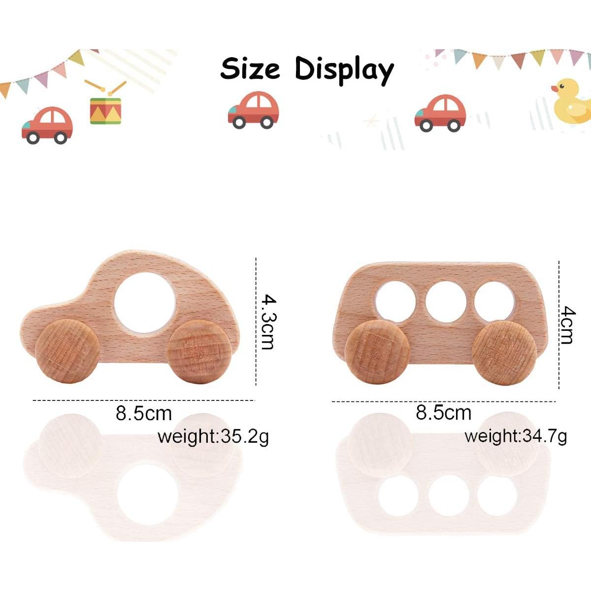 Juguetes de empuje de madera Promise Babe - 2 coches sonajeros