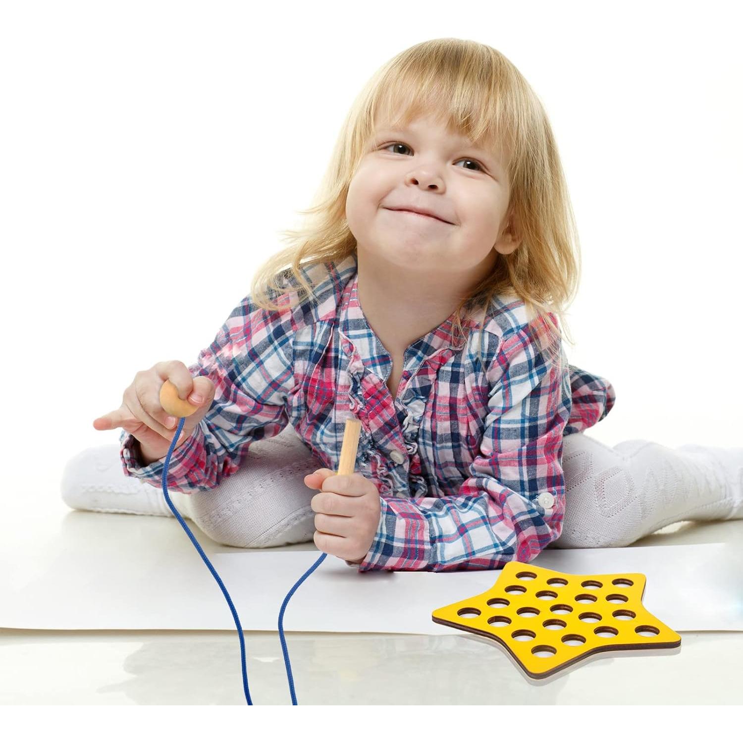 Juguete de Enhebrado Geométrico ECam para Niños 3-6 Años