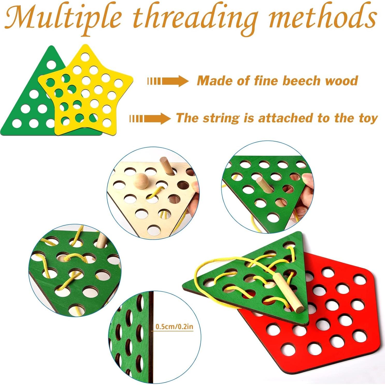 Juguete de Enhebrado Geométrico ECam para Niños 3-6 Años