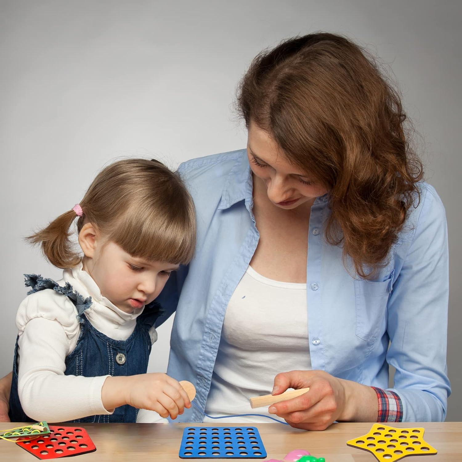 Juguete de Enhebrado Geométrico ECam para Niños 3-6 Años