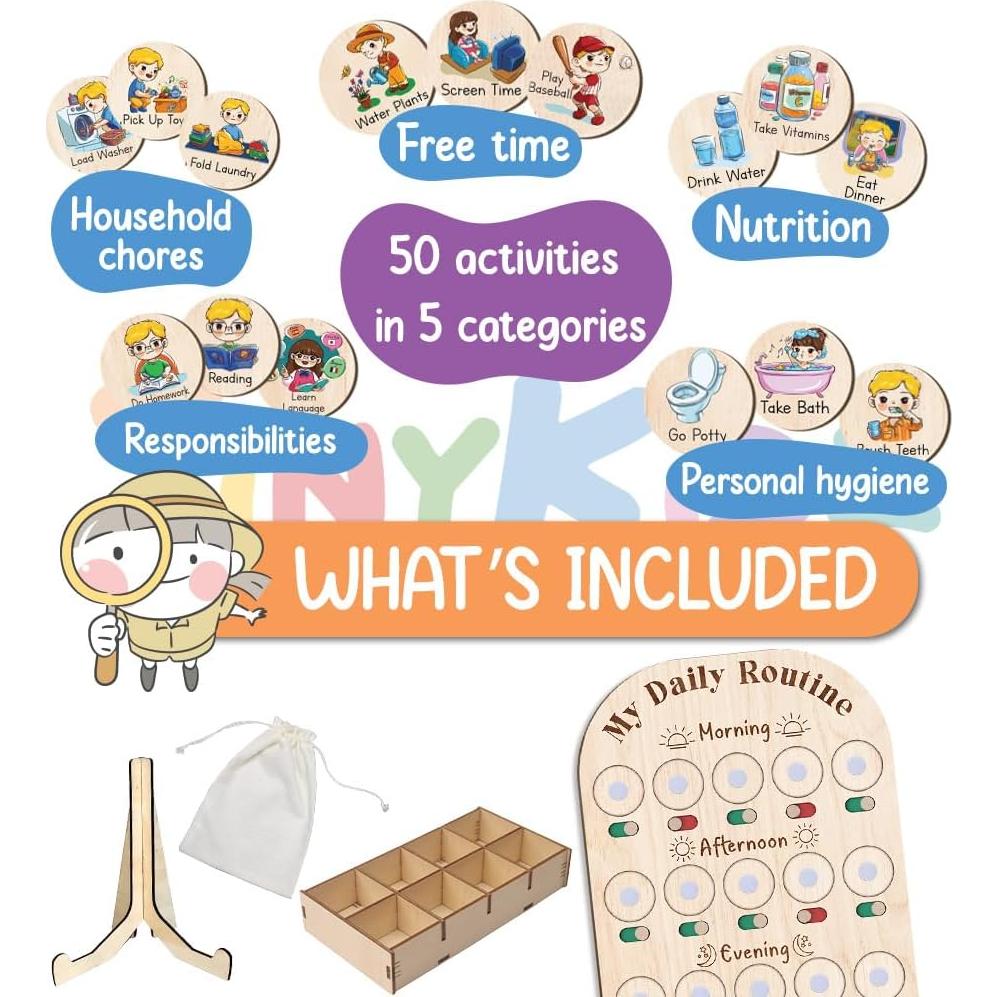 Tabla de Rutina Diaria Personalizada TinyKidz para Niños