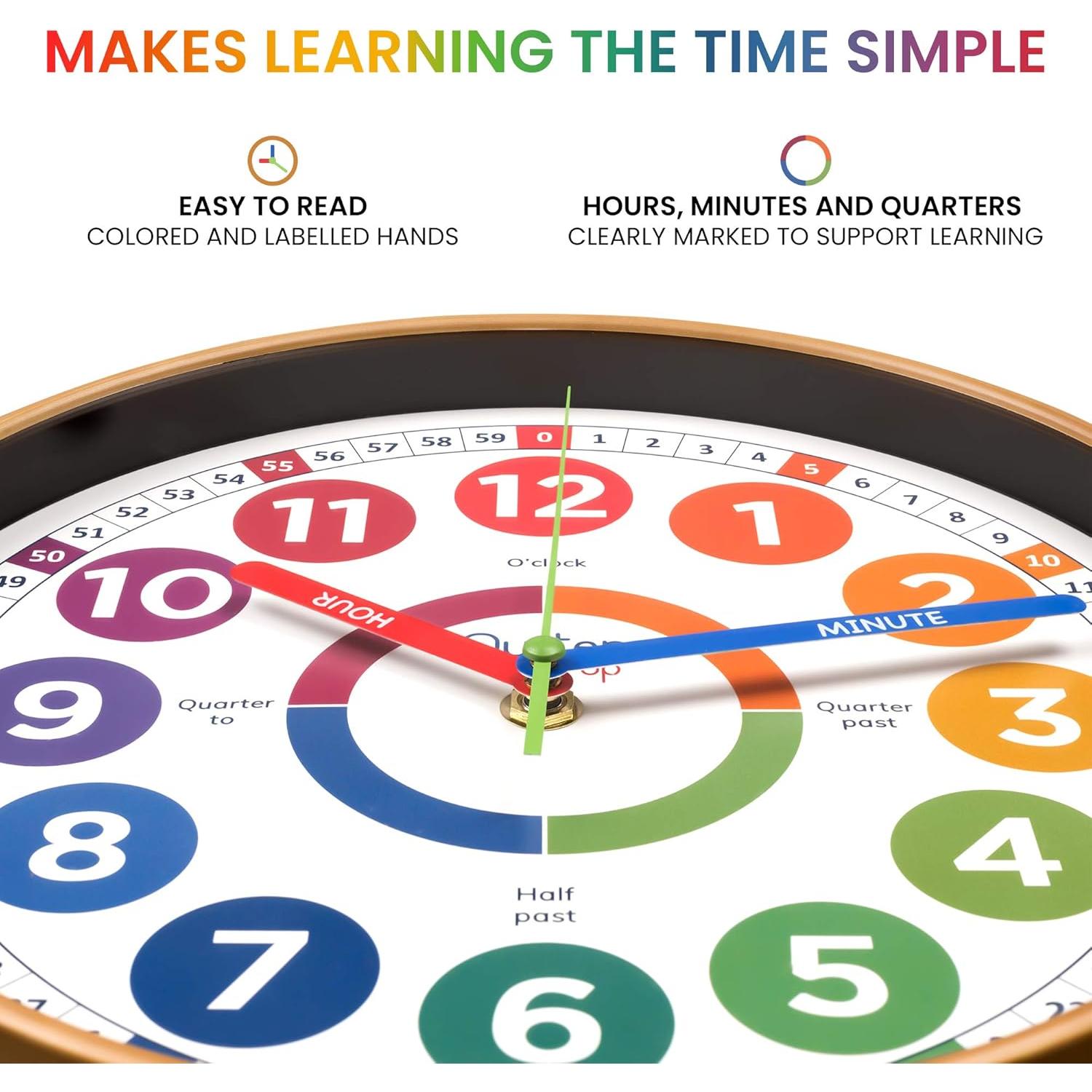 Reloj de Aprendizaje Oyster&Pop 25.4 cm Silencioso para Niños