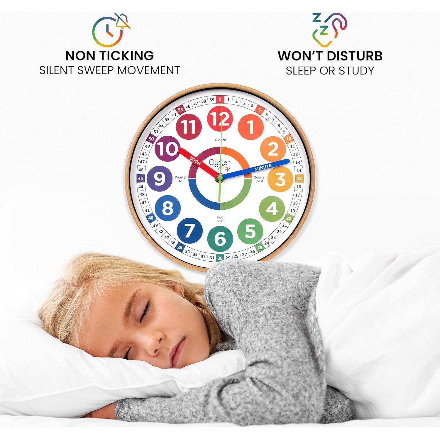 Reloj de Aprendizaje Oyster&Pop 25.4 cm Silencioso para Niños
