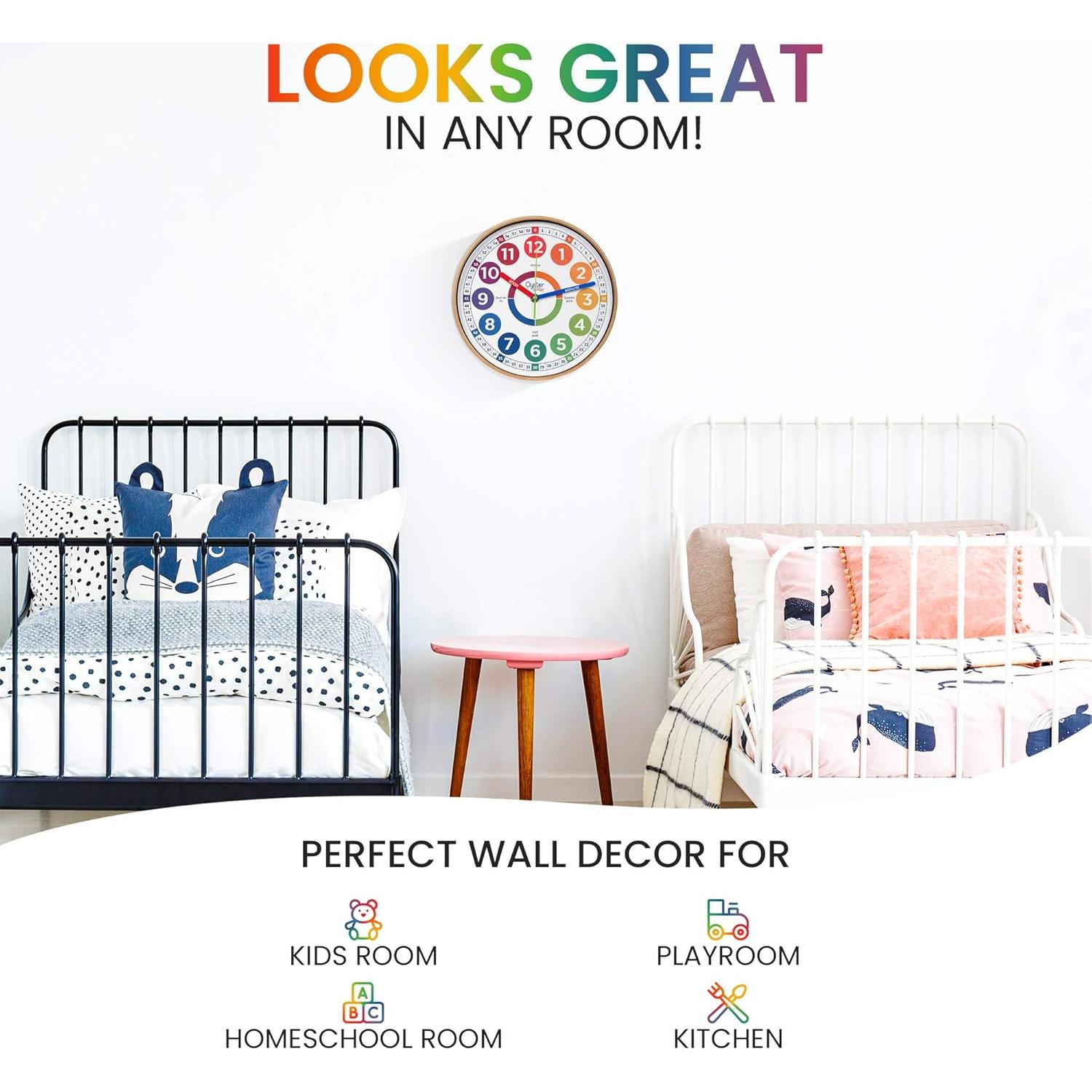 Reloj de Aprendizaje Oyster&Pop 25.4 cm Silencioso para Niños