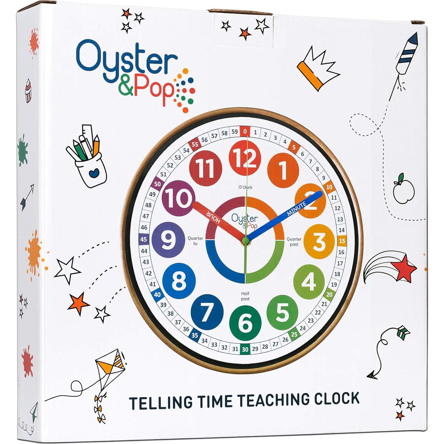 Reloj de Aprendizaje Oyster&Pop 25.4 cm Silencioso para Niños