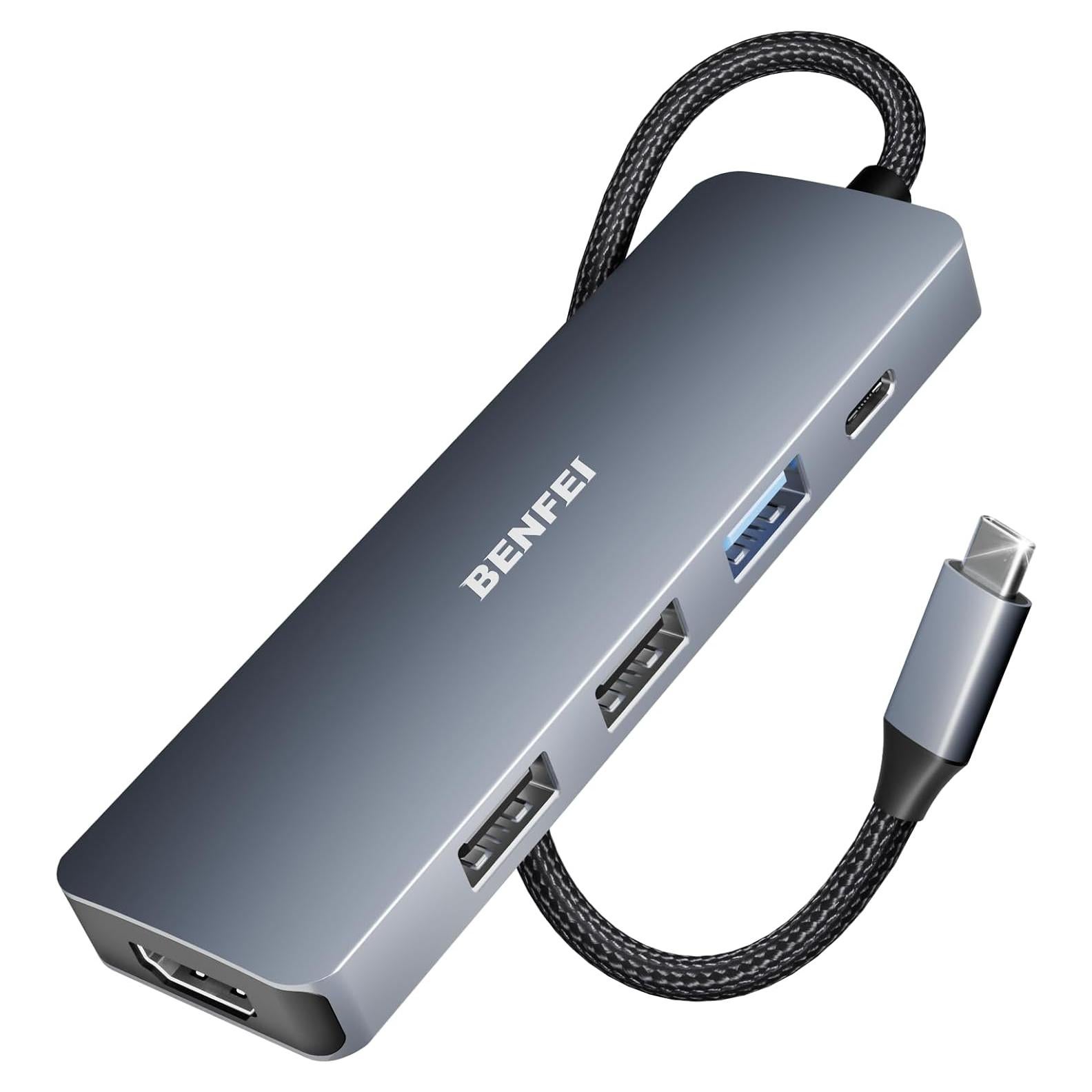 Hub USB-C 5-en-1 BENFEI con HDMI 4K y 100W de Carga