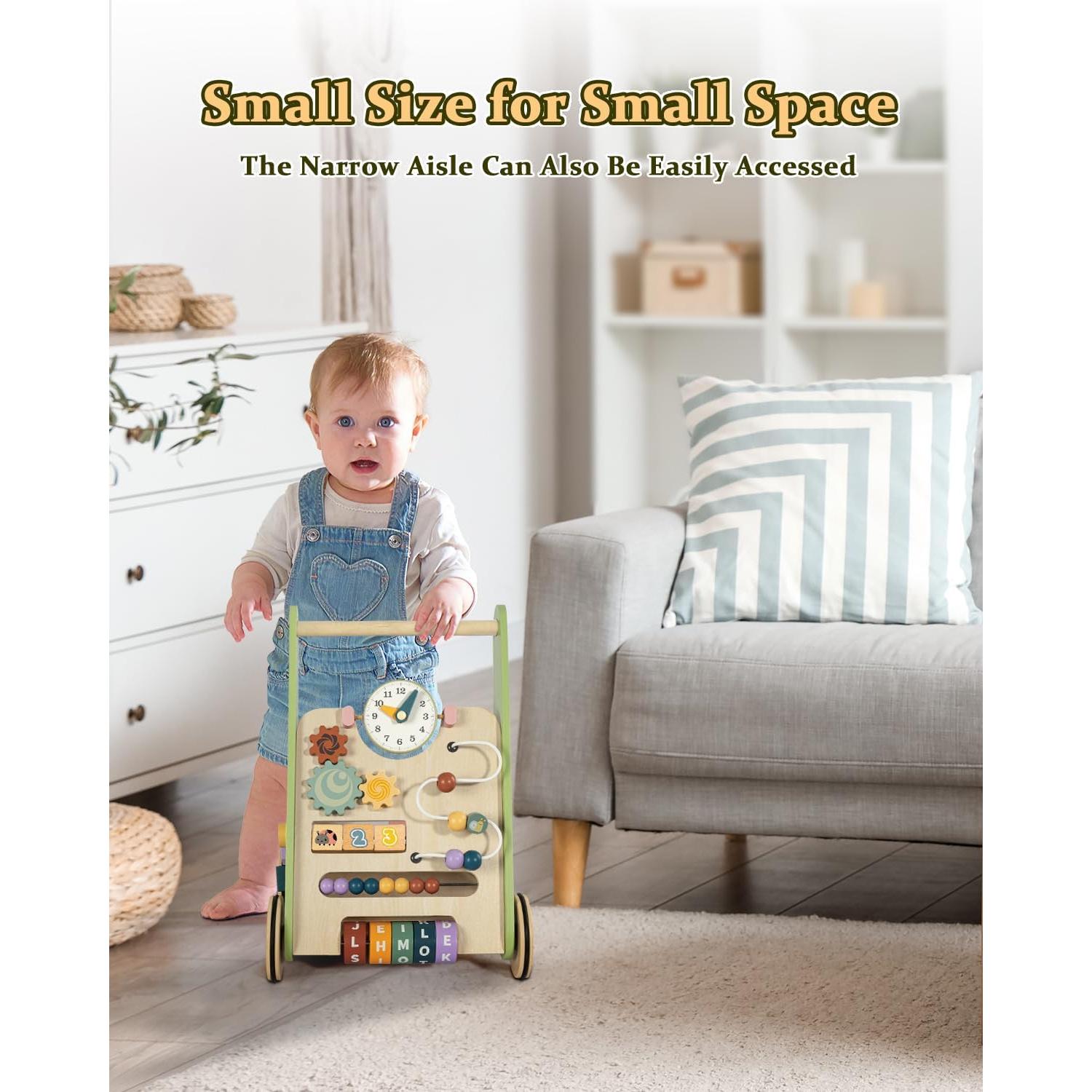 Andador de Madera LOL-FUN Verde para Bebé 6-12 Meses