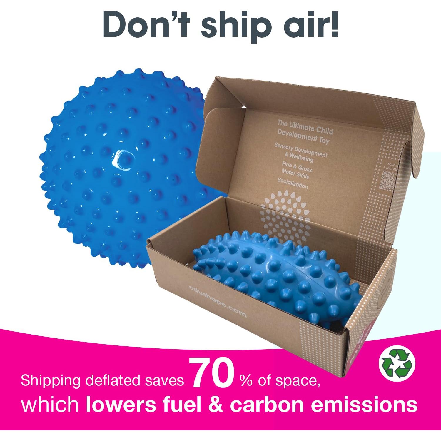 Bola Sensorial Edushape 18 cm Azul Desinflada para Bebés