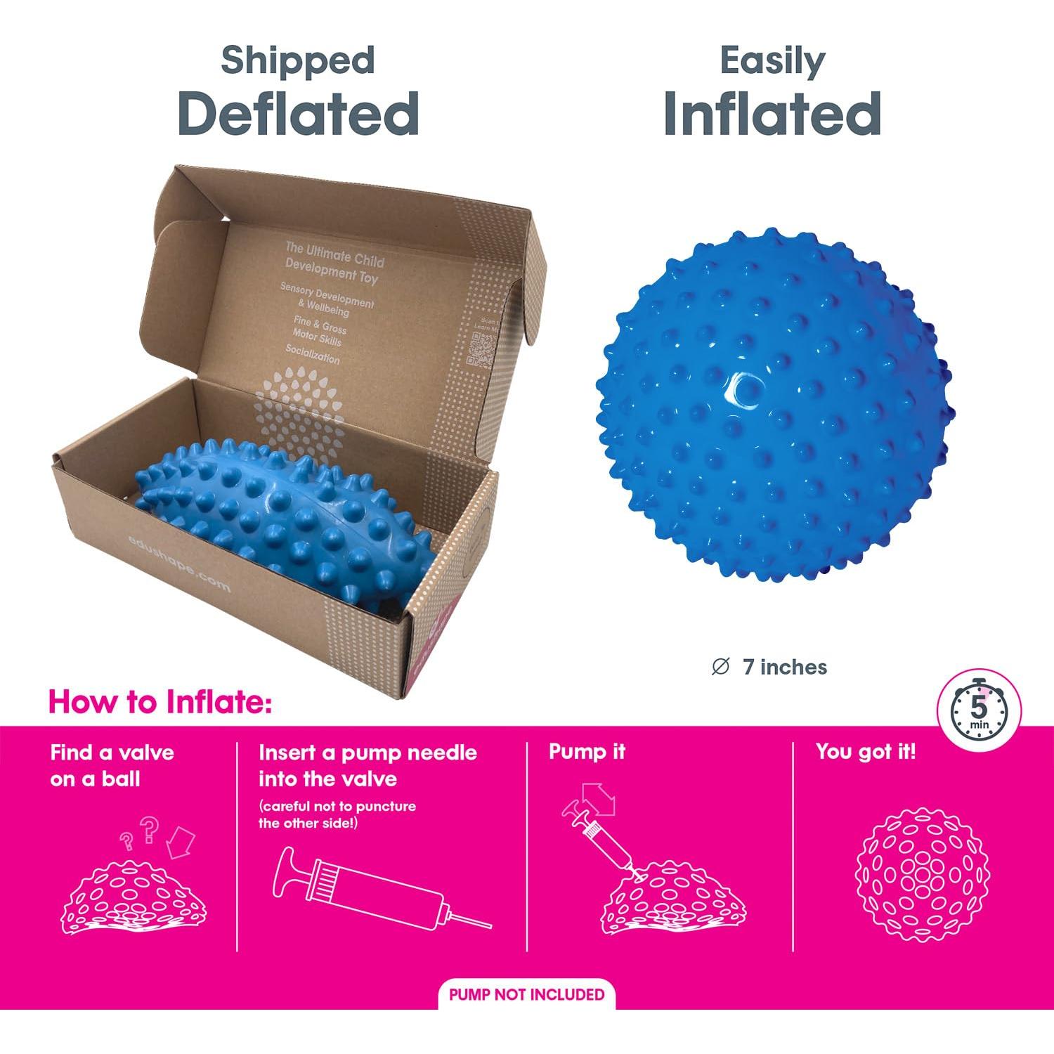 Bola Sensorial Edushape 18 cm Azul Desinflada para Bebés