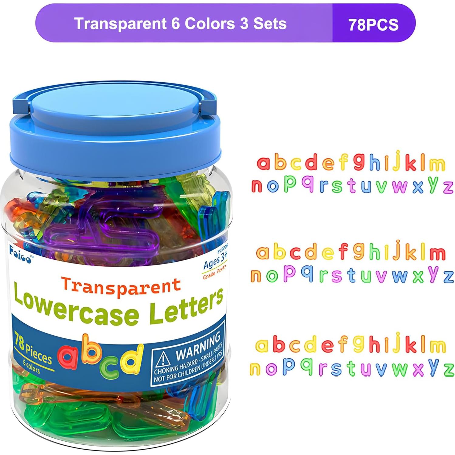 Letras Minúsculas Translúcidas 78 Pcs - Juguetes Educativos