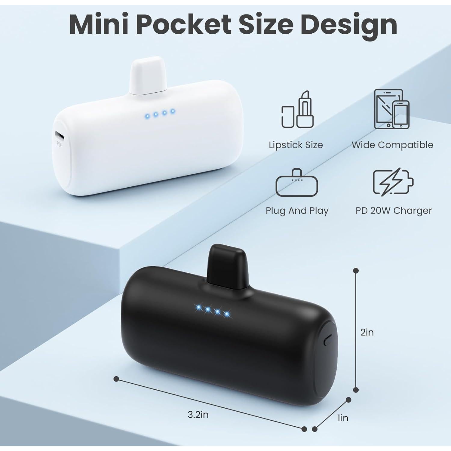 Cargador Portátil Mini 5200mAh para iPhone - 2 Pack