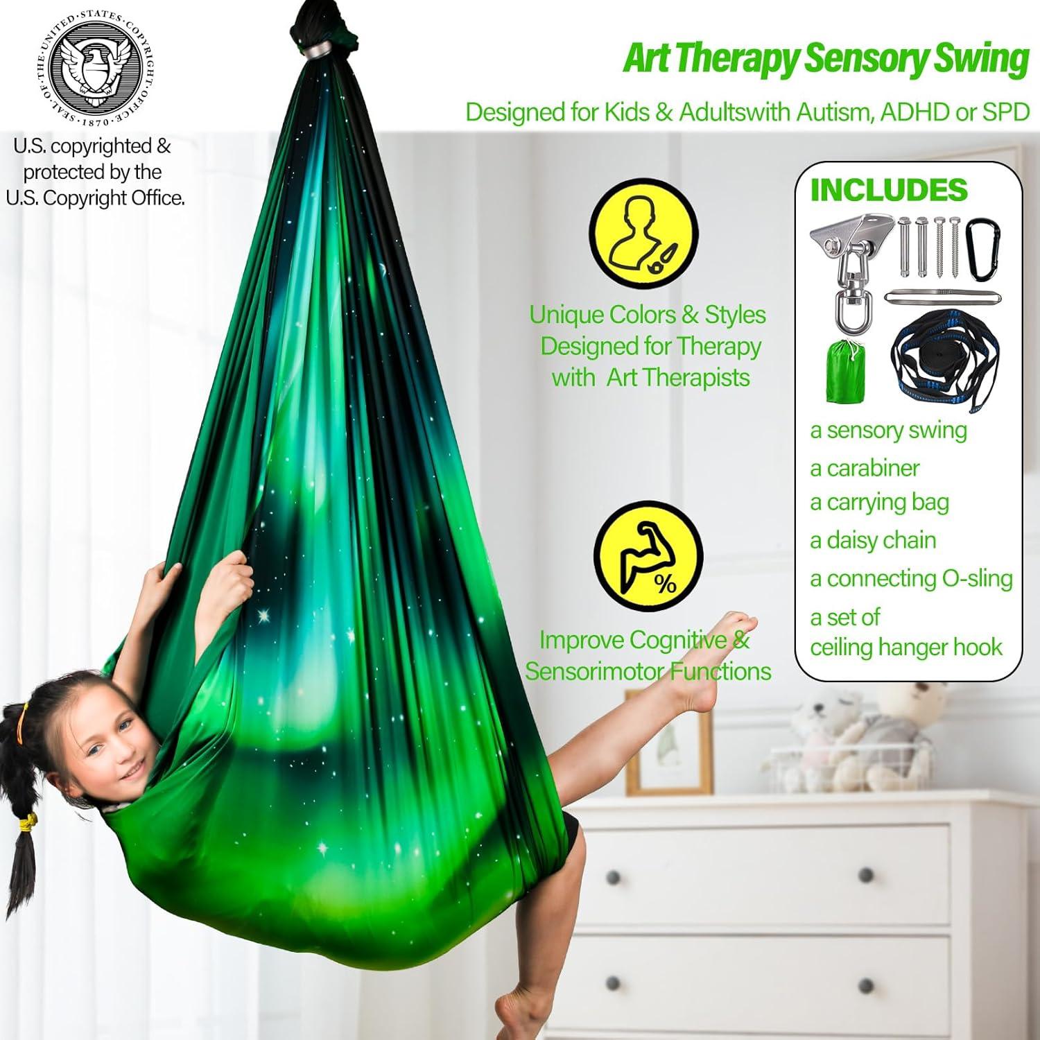 Columpio Sensorial Terapéutico Yatoco Verde Aurora 150x150cm