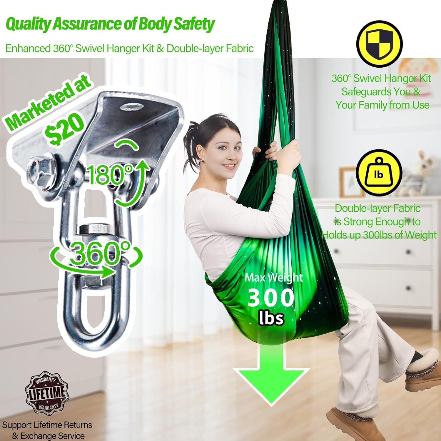 Columpio Sensorial Terapéutico Yatoco Verde Aurora 150x150cm