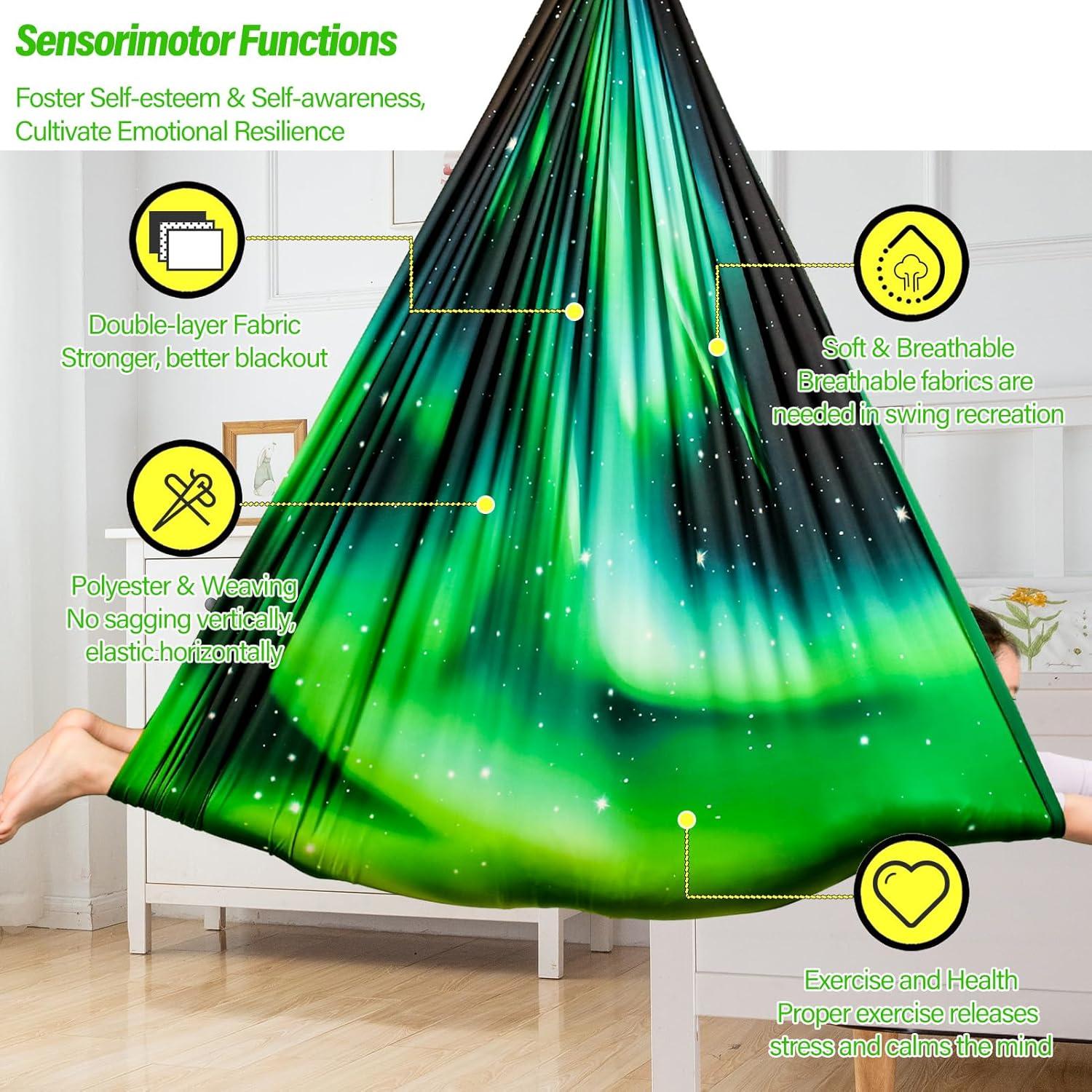 Columpio Sensorial Terapéutico Yatoco Verde Aurora 150x150cm