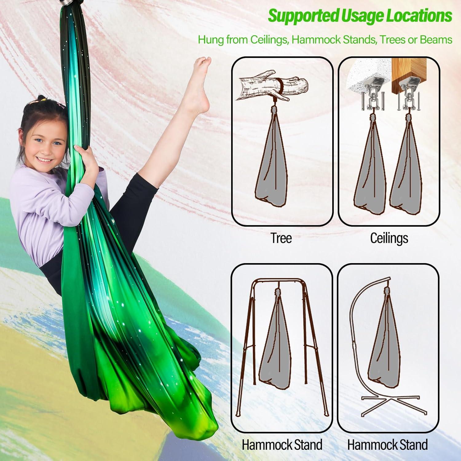 Columpio Sensorial Terapéutico Yatoco Verde Aurora 150x150cm