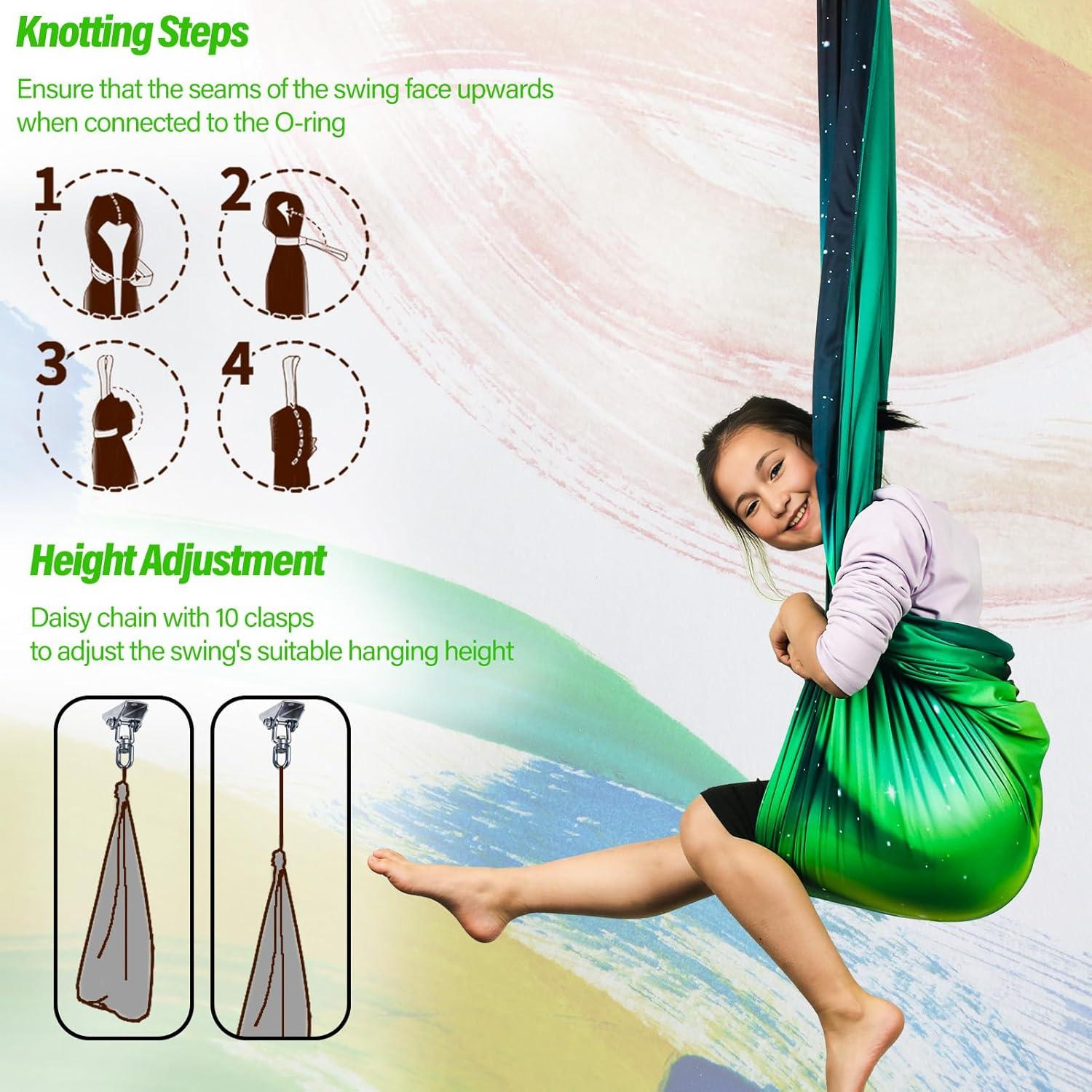 Columpio Sensorial Terapéutico Yatoco Verde Aurora 150x150cm