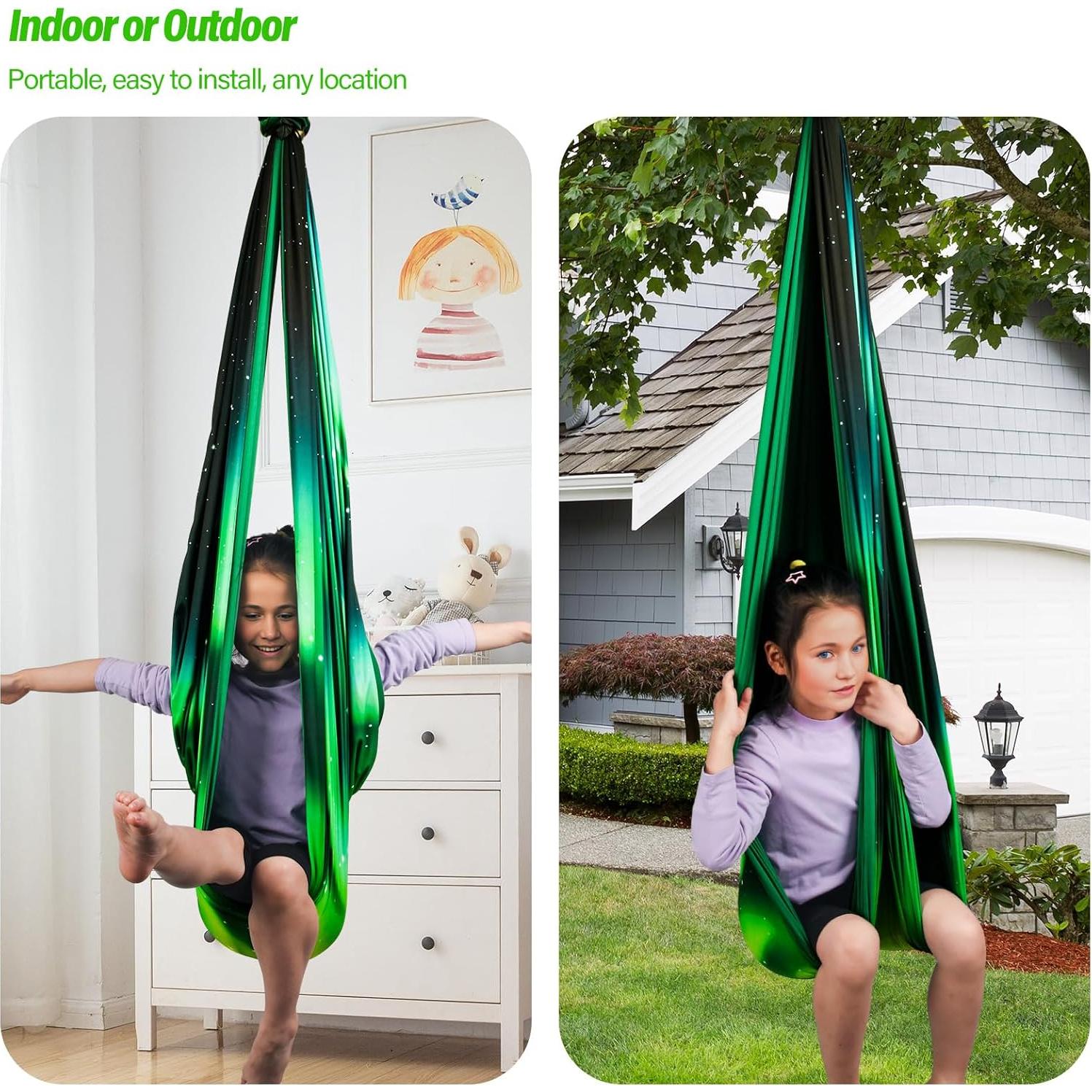 Columpio Sensorial Terapéutico Yatoco Verde Aurora 150x150cm