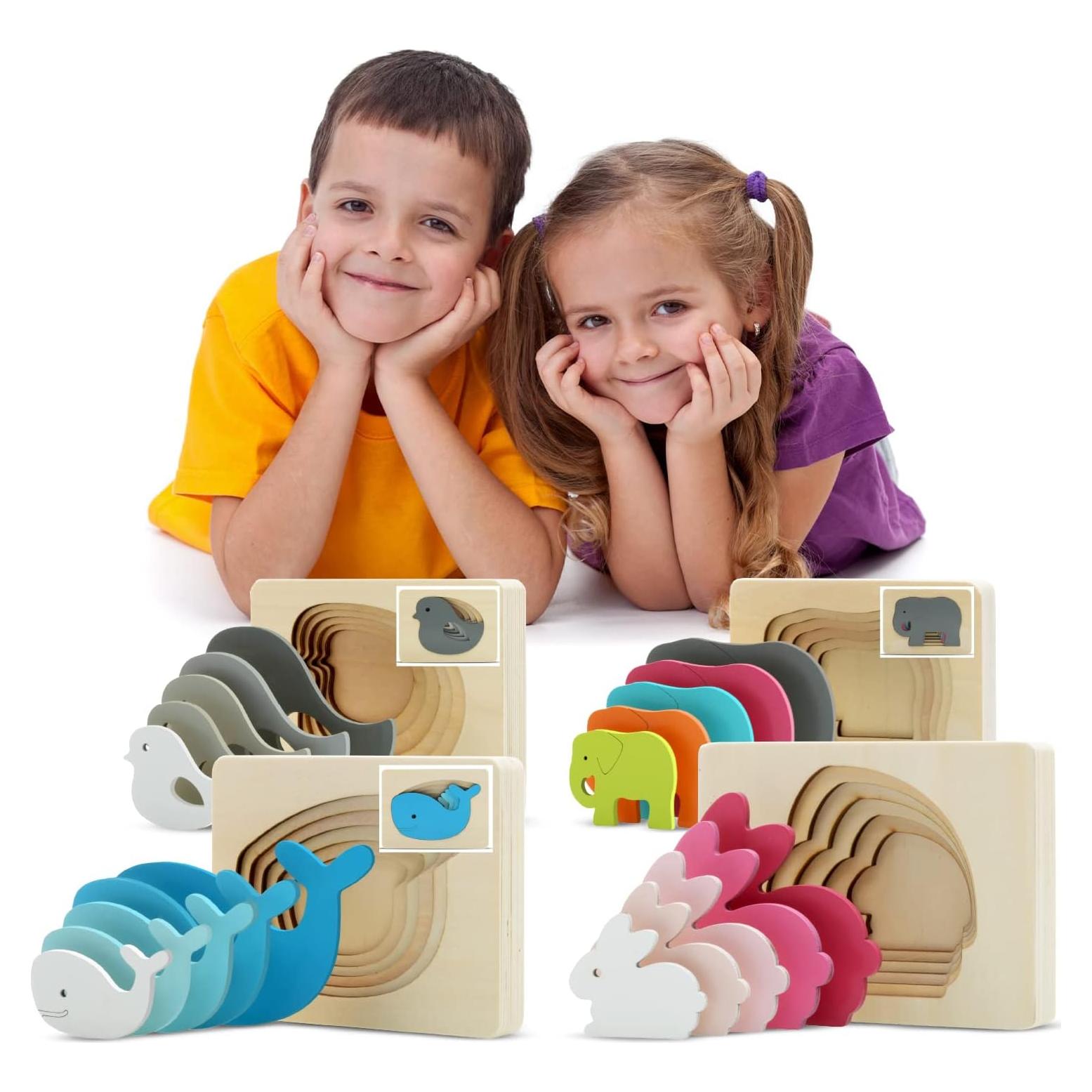 Rompecabezas de Madera TEKOR 4 Piezas Animales Educativos