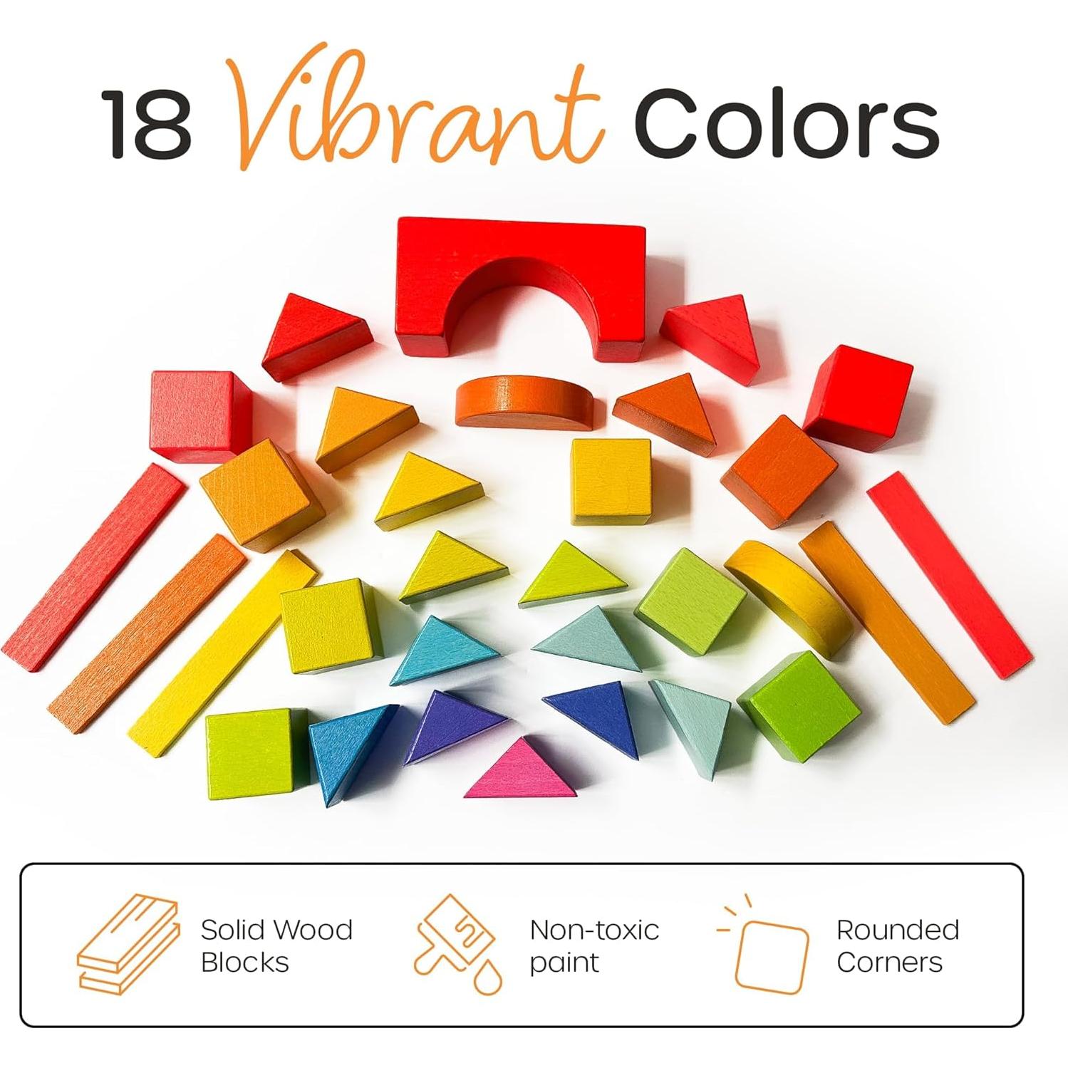 Bloques de Construcción de Madera Quiggly Montessori 68 Piezas