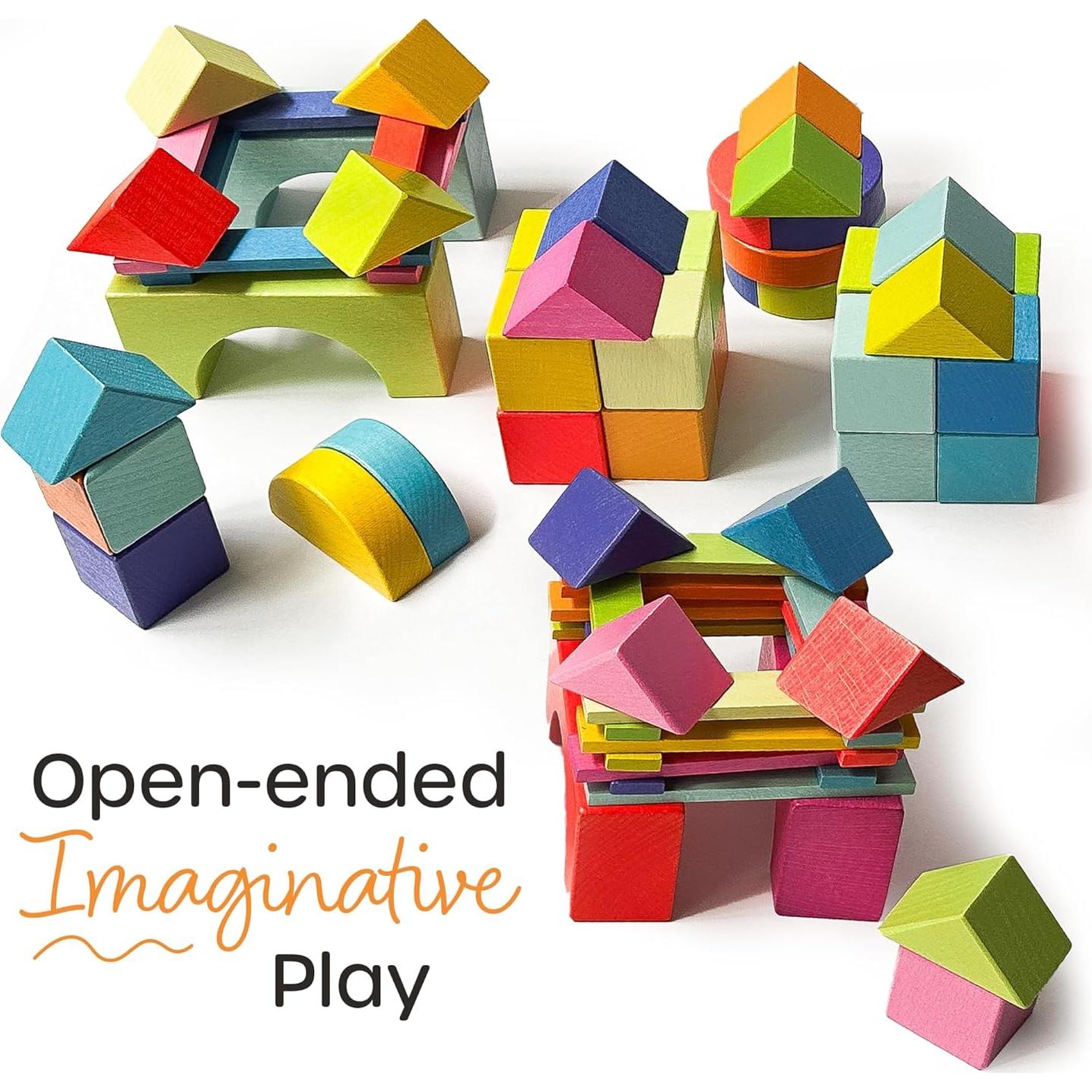 Bloques de Construcción de Madera Quiggly Montessori 68 Piezas