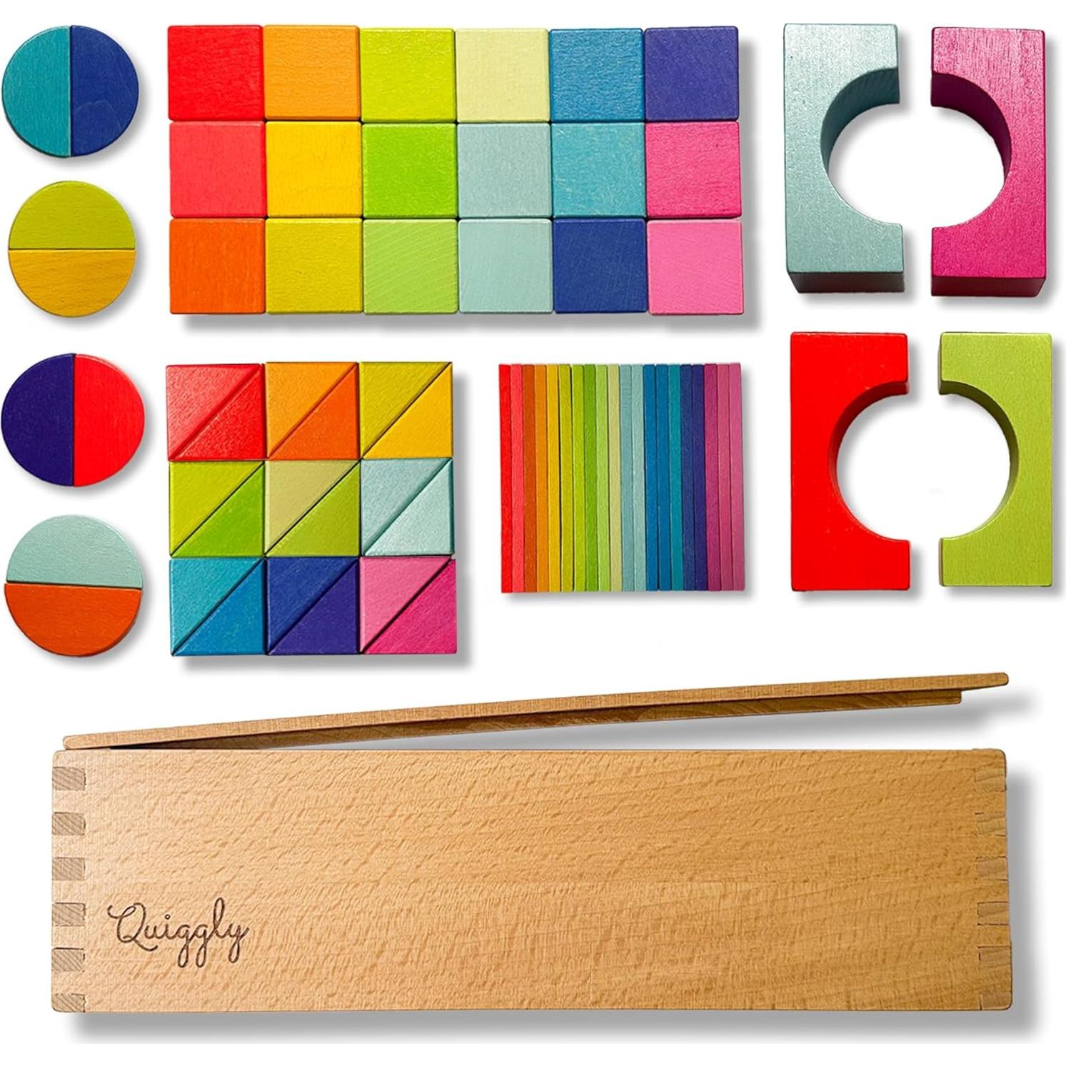 Bloques de Construcción de Madera Quiggly Montessori 68 Piezas