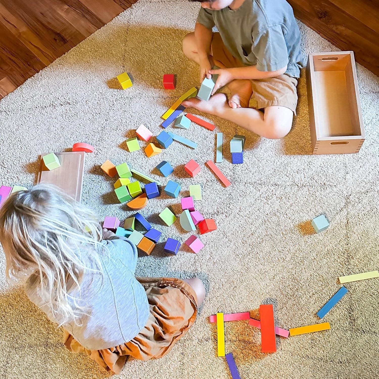 Bloques de Construcción de Madera Quiggly Montessori 68 Piezas