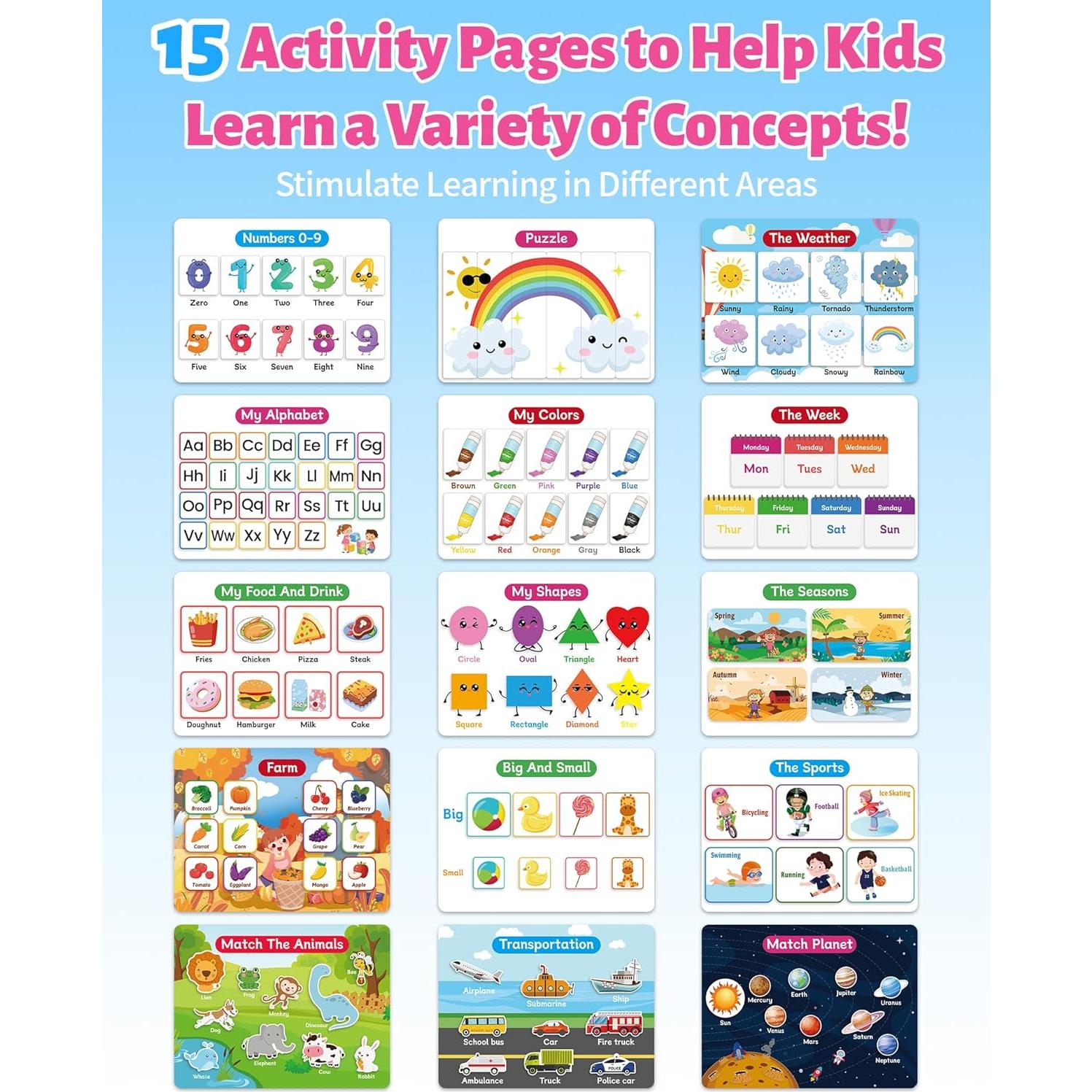 Benresive Libro Ocupado Montessori 3-5 Años Actividades