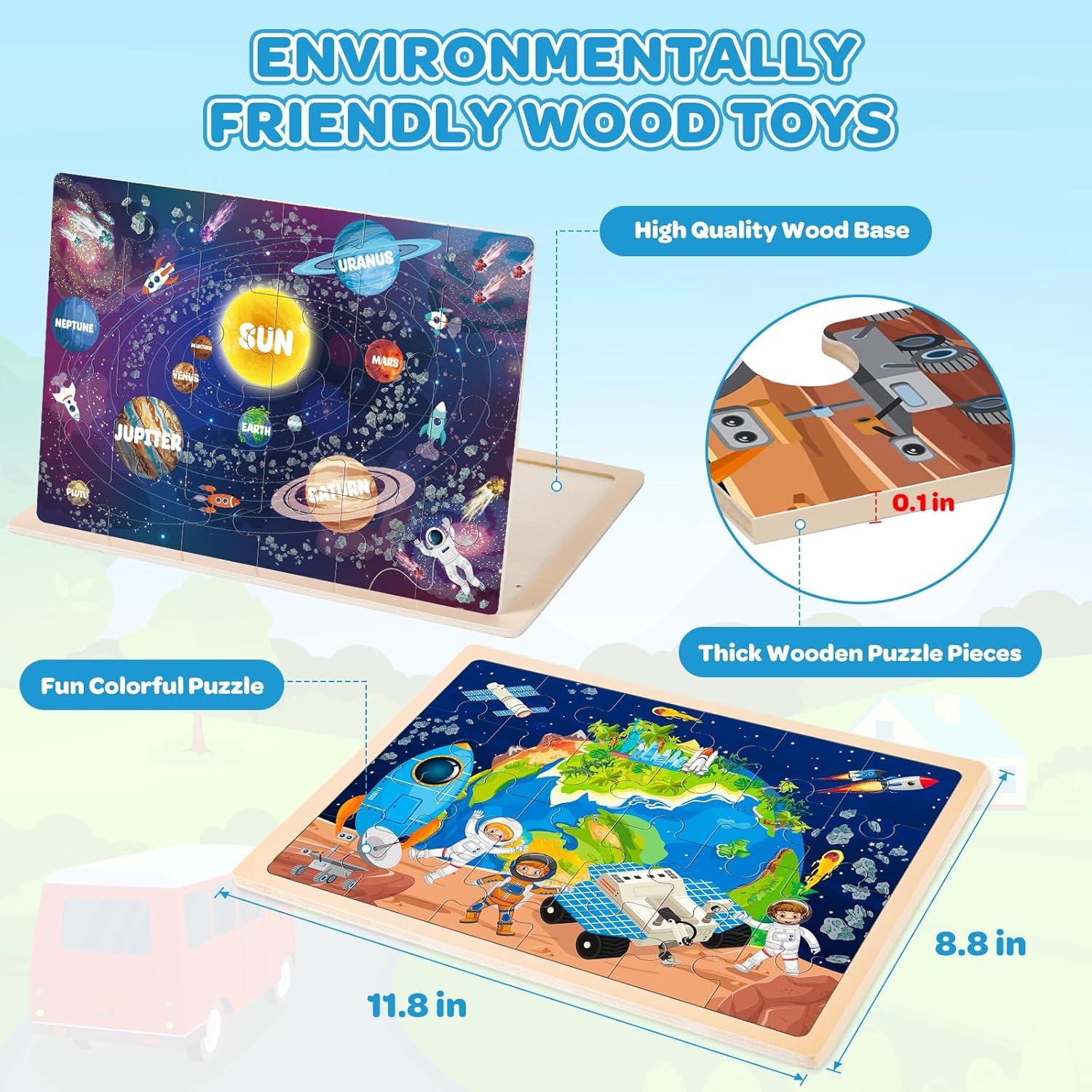 Rompecabezas de Madera Geografía LACCHOUFEE 4 Piezas 24 Piezas