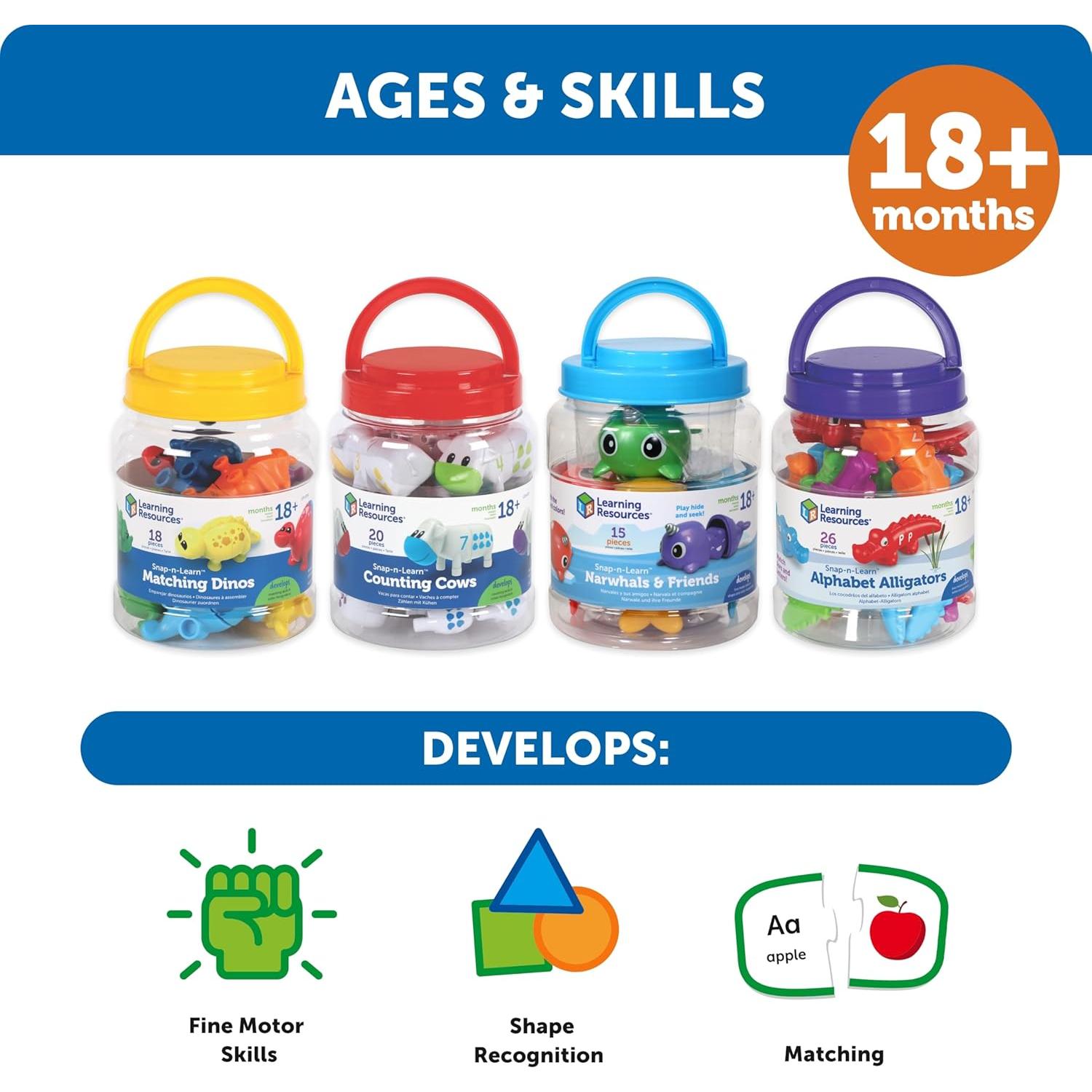 Juguete Educativo Dinosaurios Snap-n-Learn - 18 Meses a 5 Años