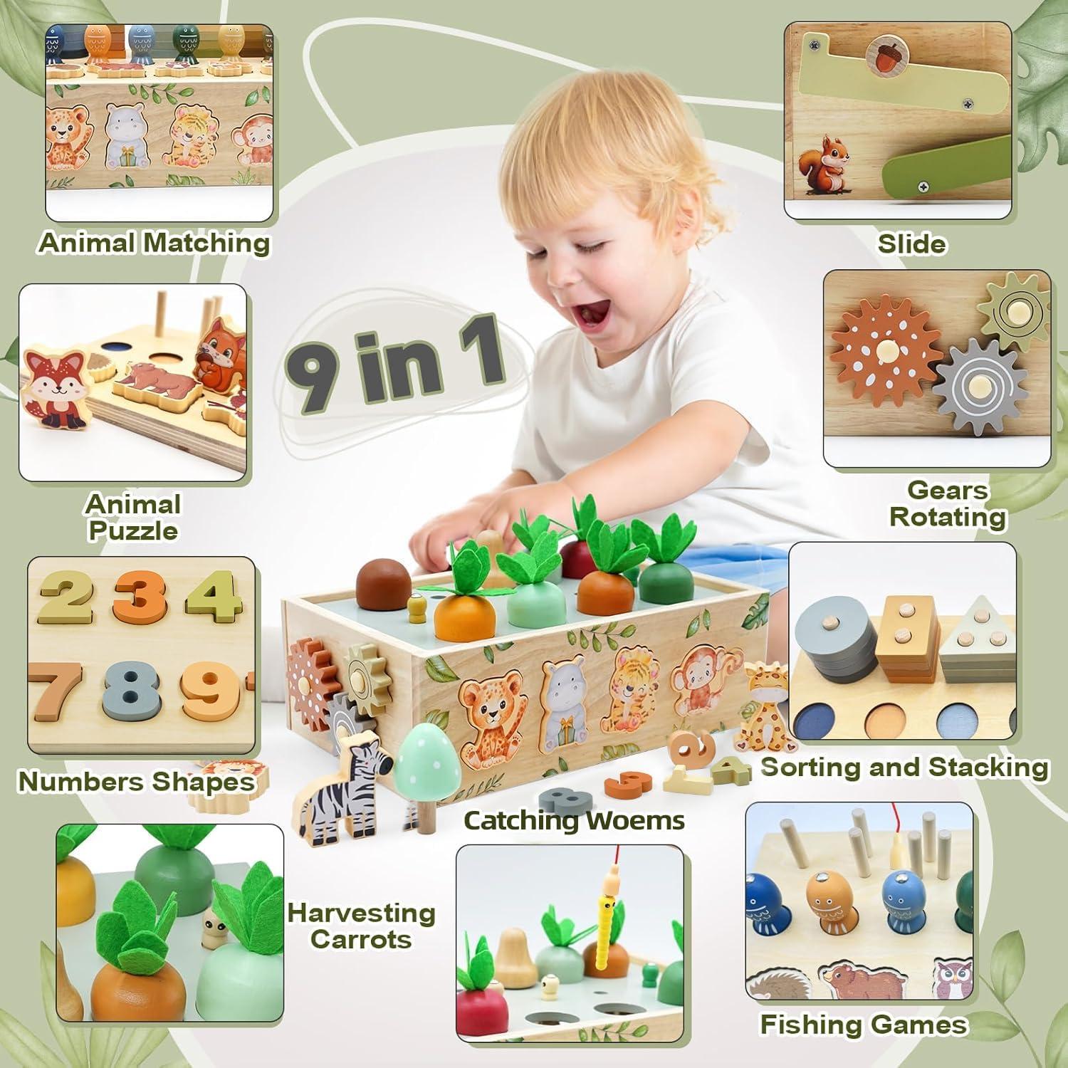 Juguete Montessori de Madera 9 en 1 Auezona para Niños 1-4 Años