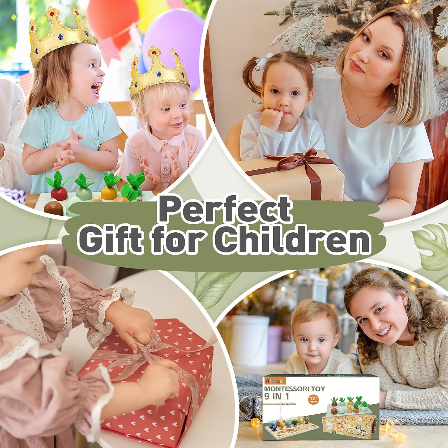 Juguete Montessori de Madera 9 en 1 Auezona para Niños 1-4 Años