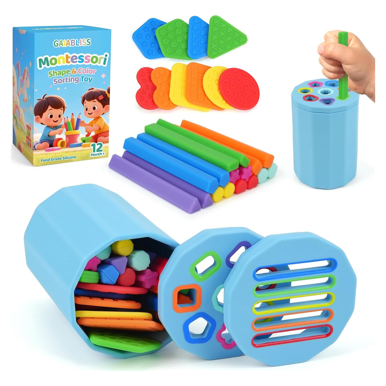 Juguete Montessori 2 en 1 Shining Silicone para Bebés 1-3 Años