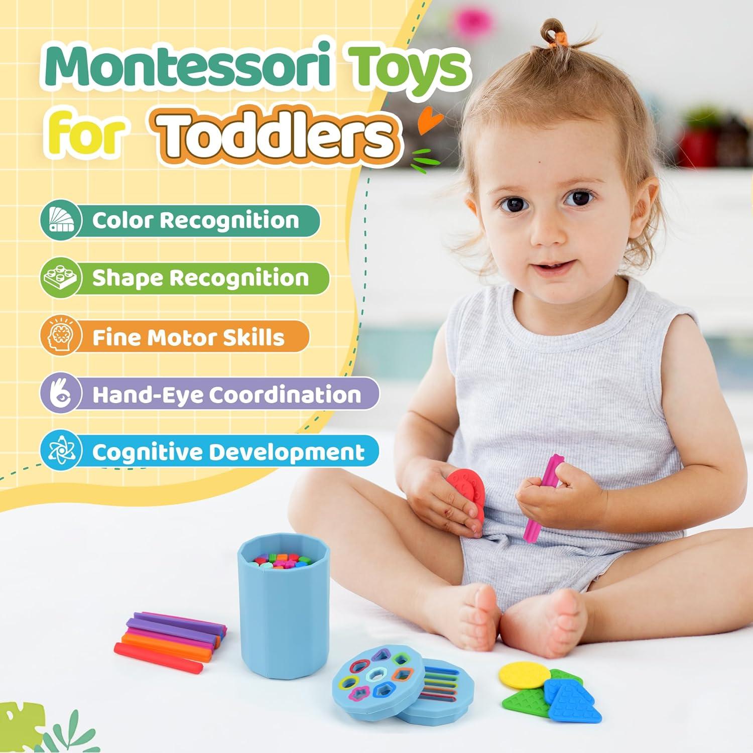 Juguete Montessori 2 en 1 Shining Silicone para Bebés 1-3 Años