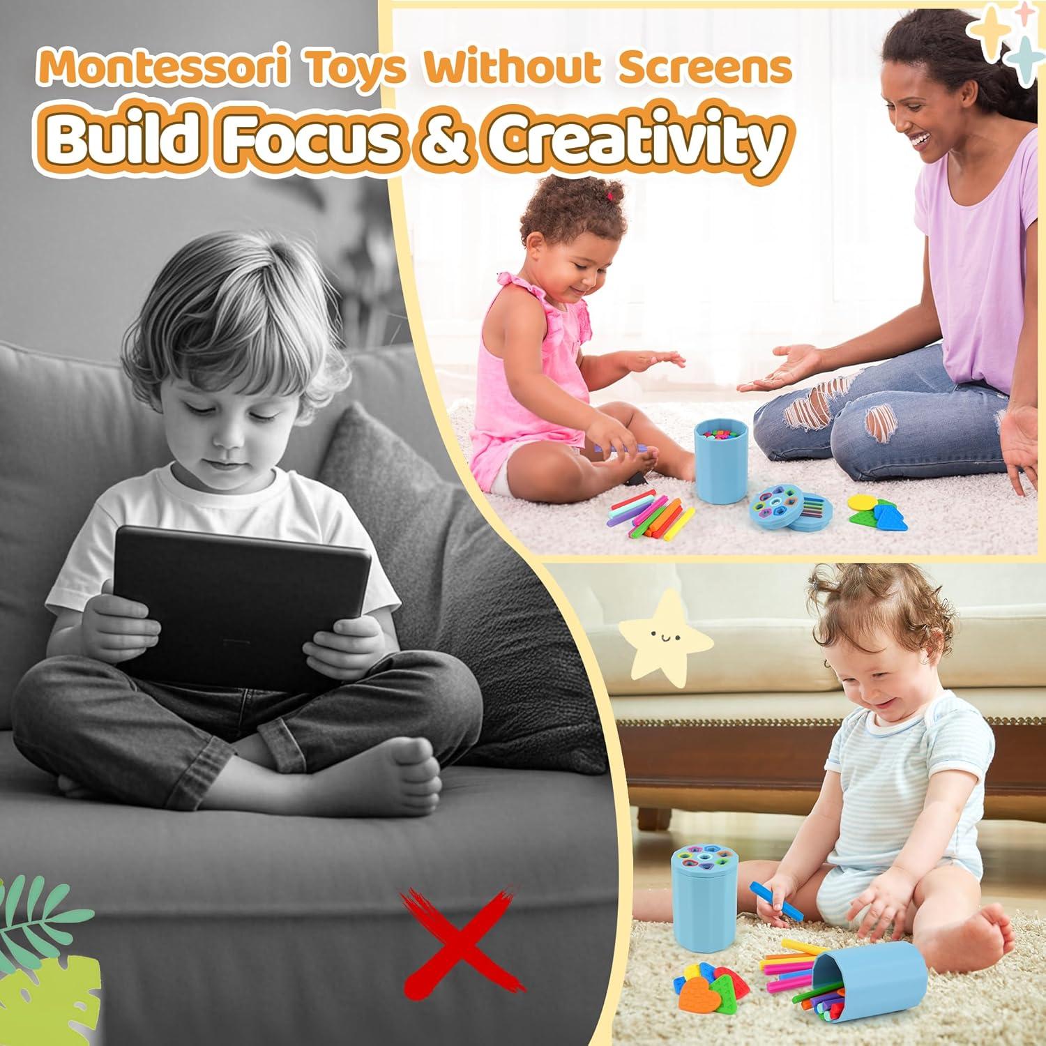 Juguete Montessori 2 en 1 Shining Silicone para Bebés 1-3 Años