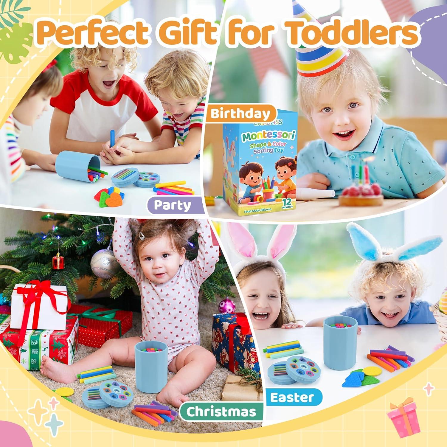 Juguete Montessori 2 en 1 Shining Silicone para Bebés 1-3 Años