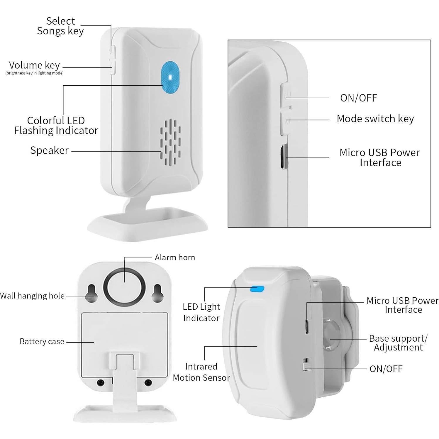 Timbre Inalámbrico KCMYTONER con Sensor de Movimiento 280m