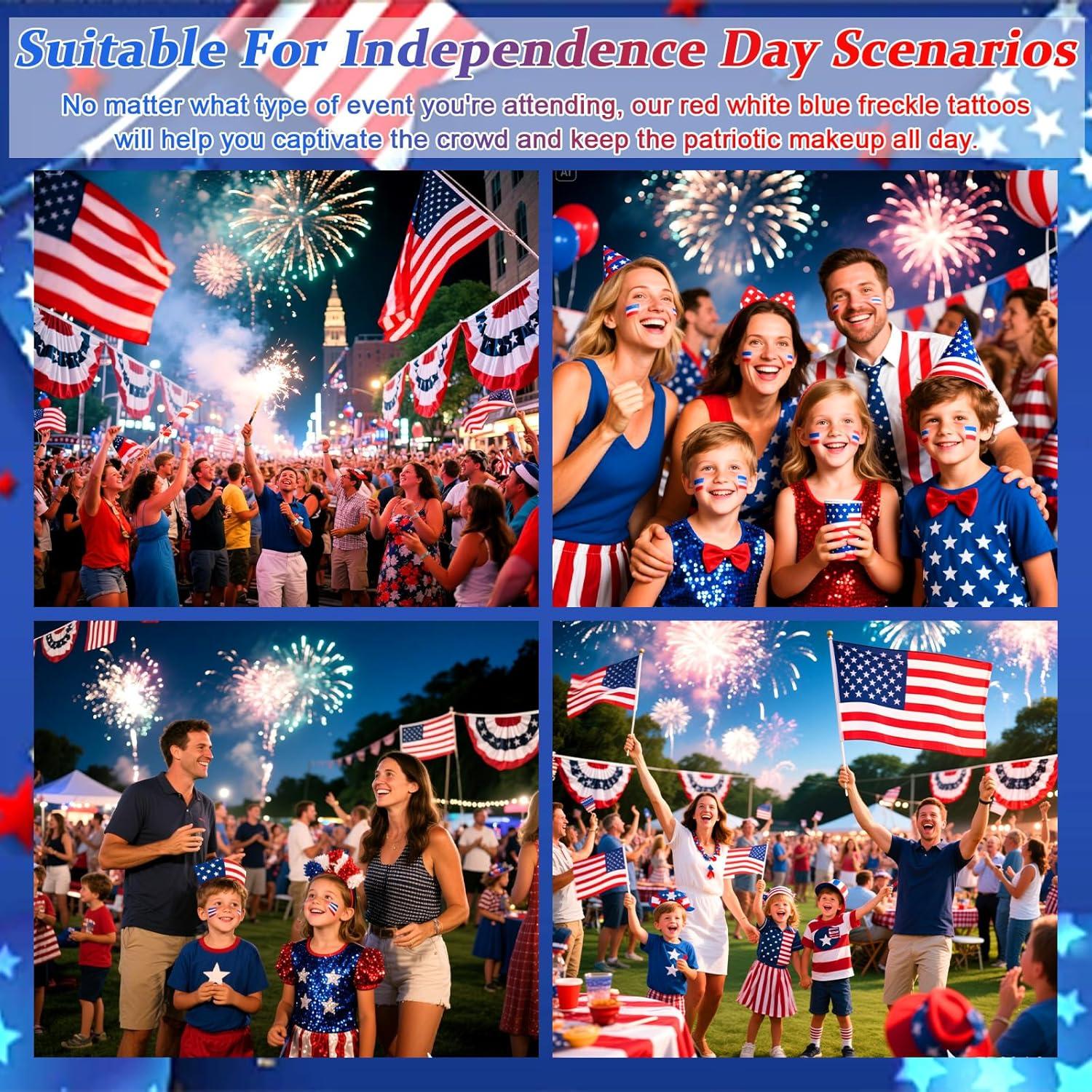 Tatuajes Temporales Patrióticos Boko 10 Pcs 4 de Julio