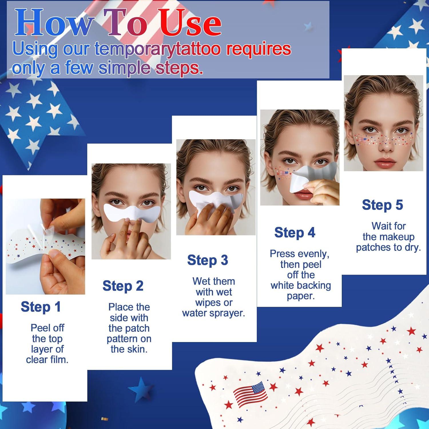 Tatuajes Temporales Patrióticos Boko 10 Pcs 4 de Julio