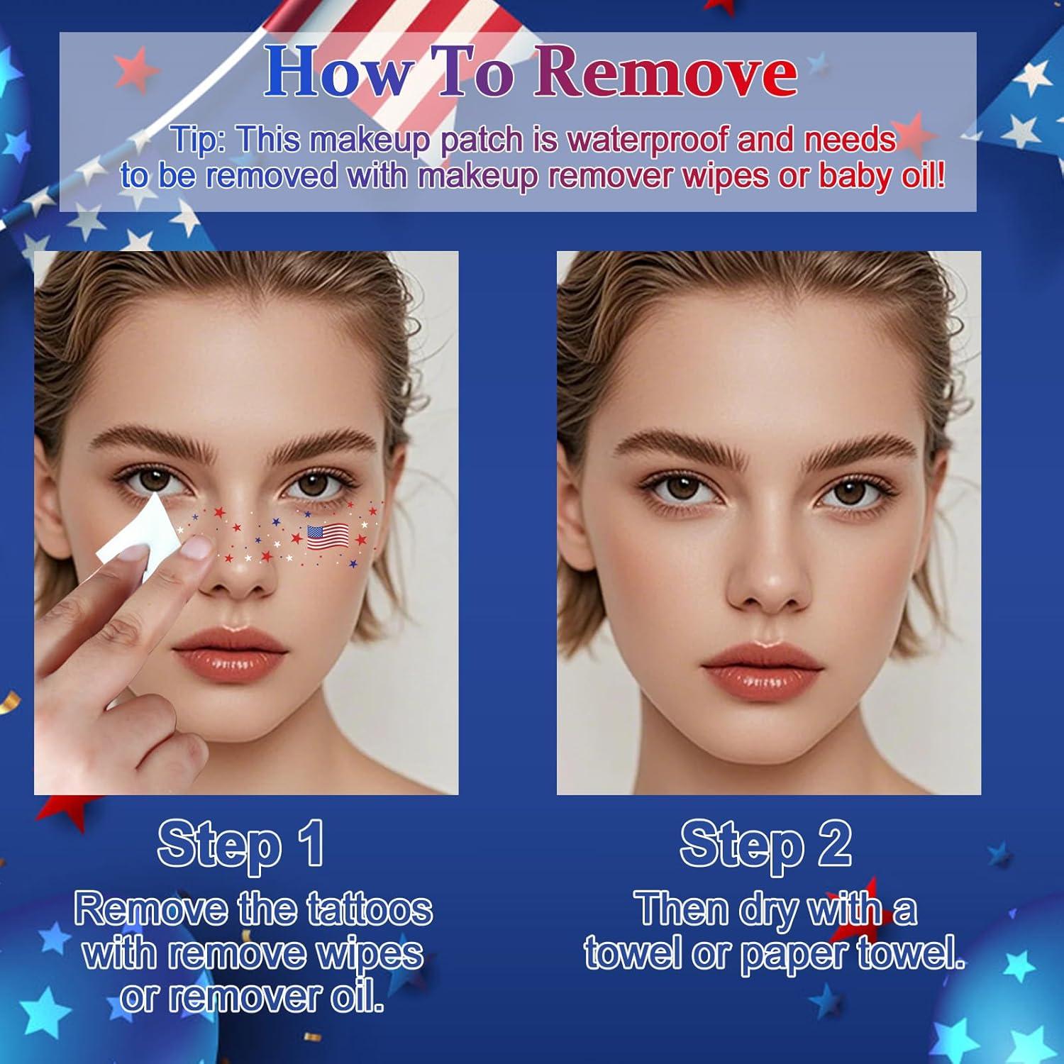 Tatuajes Temporales Patrióticos Boko 10 Pcs 4 de Julio